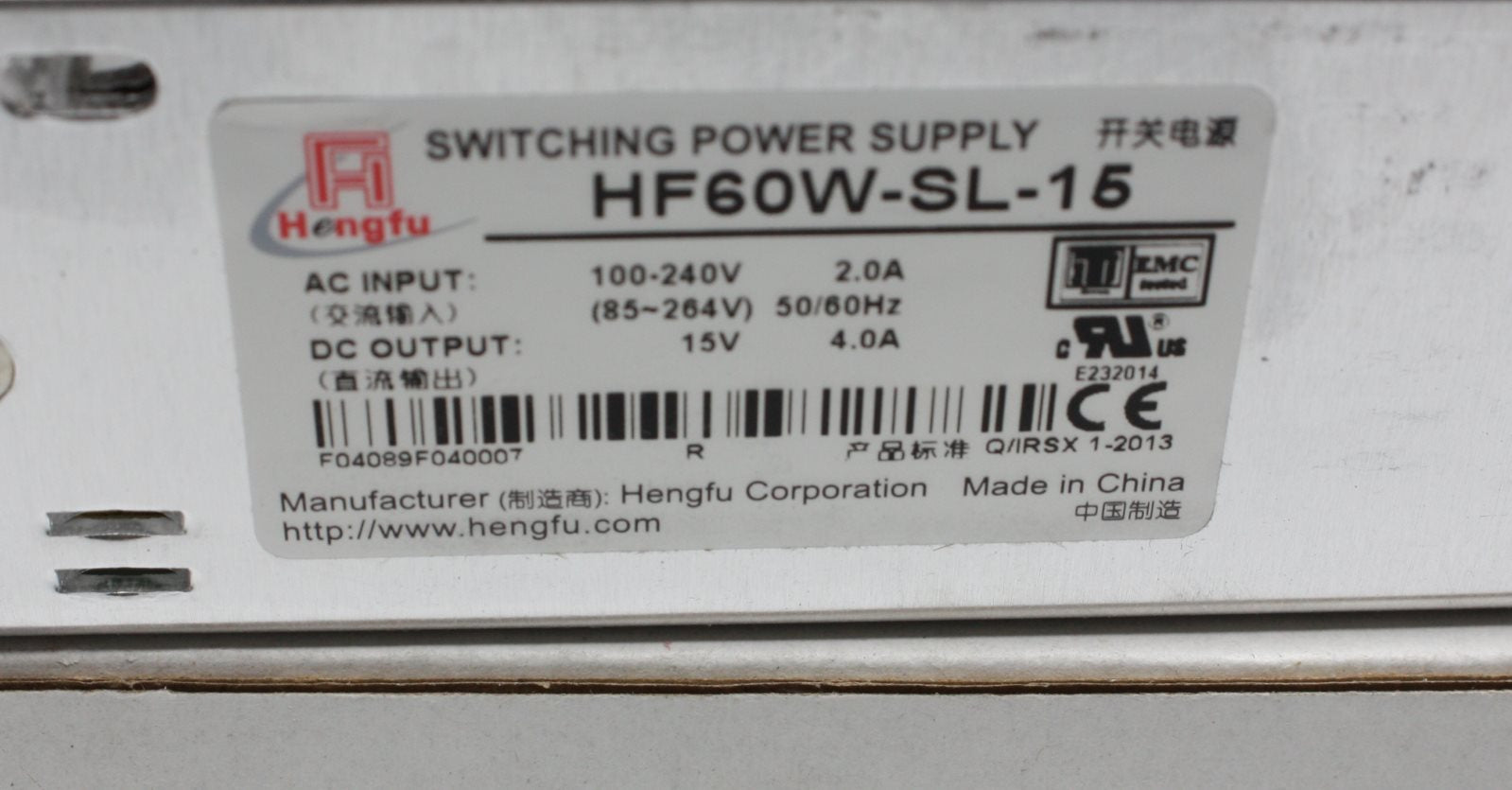 Hengfu HF60W-SL-15 Switching Power Supply 60W AC Input/Dc Output