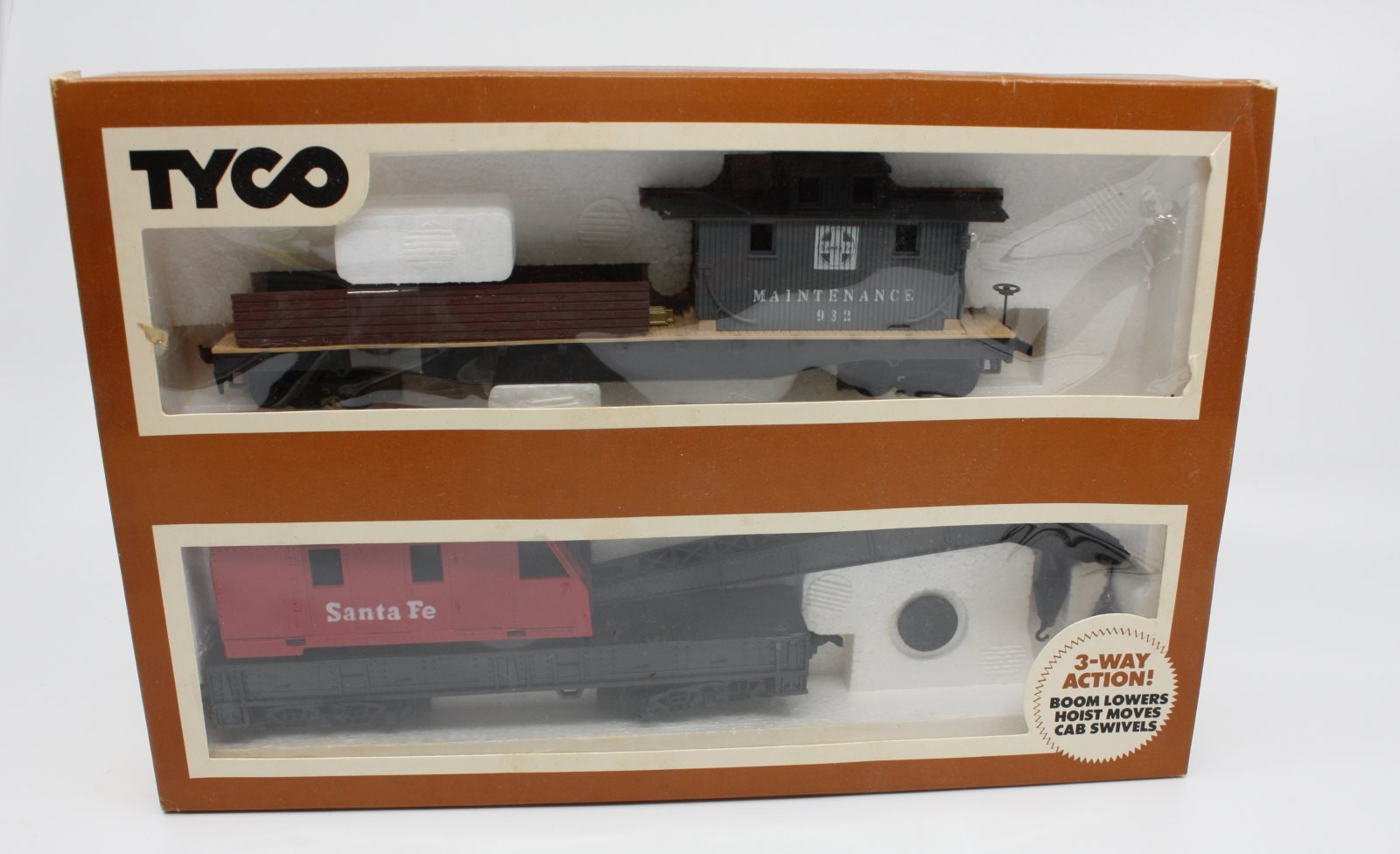 Tyco 932 HO Operating Crane Car with Boom Tender – Trainz