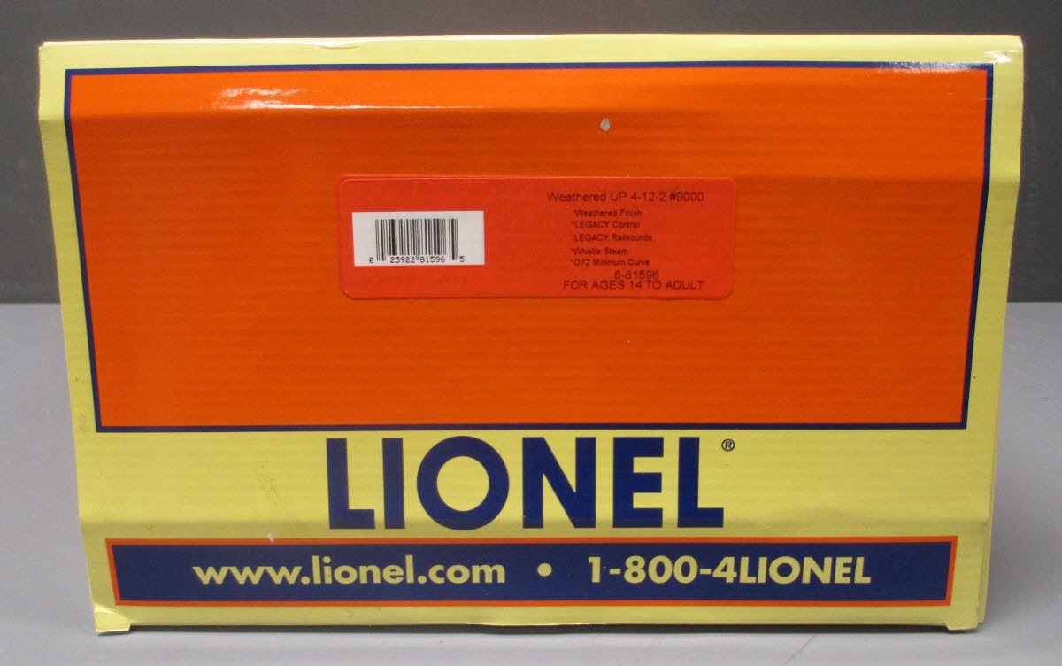 Lionel 6-81596 O Gauge Weathered UP 4-12-2 Steam Loco & Tender #9000 w LEGACY