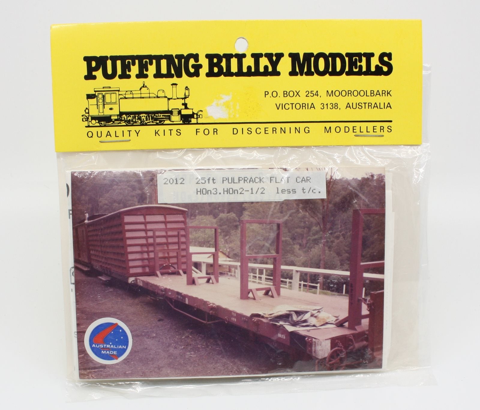 Puffing Billy Models 2012 HO 25 Ft Pulprack Flat Car n3. n2-1/2 Less t/c