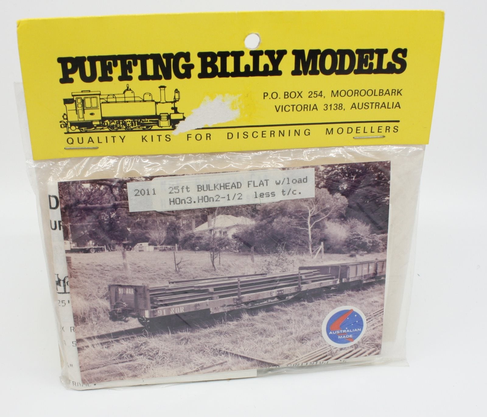Puffing Billy Models 2011 HO 25ft Bulkhead Flat w/Load
