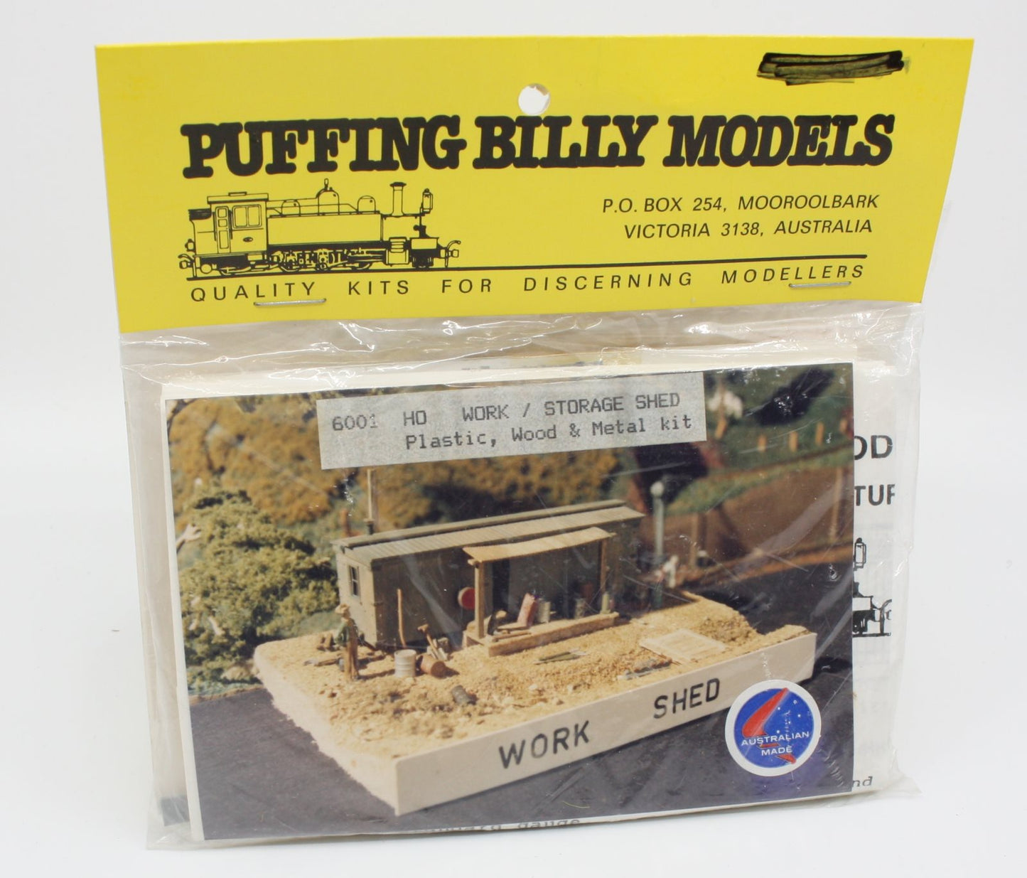 Puffing Billy Models 6001 HO Work / Storage Shed Plastic, Wood, and Metal Kit