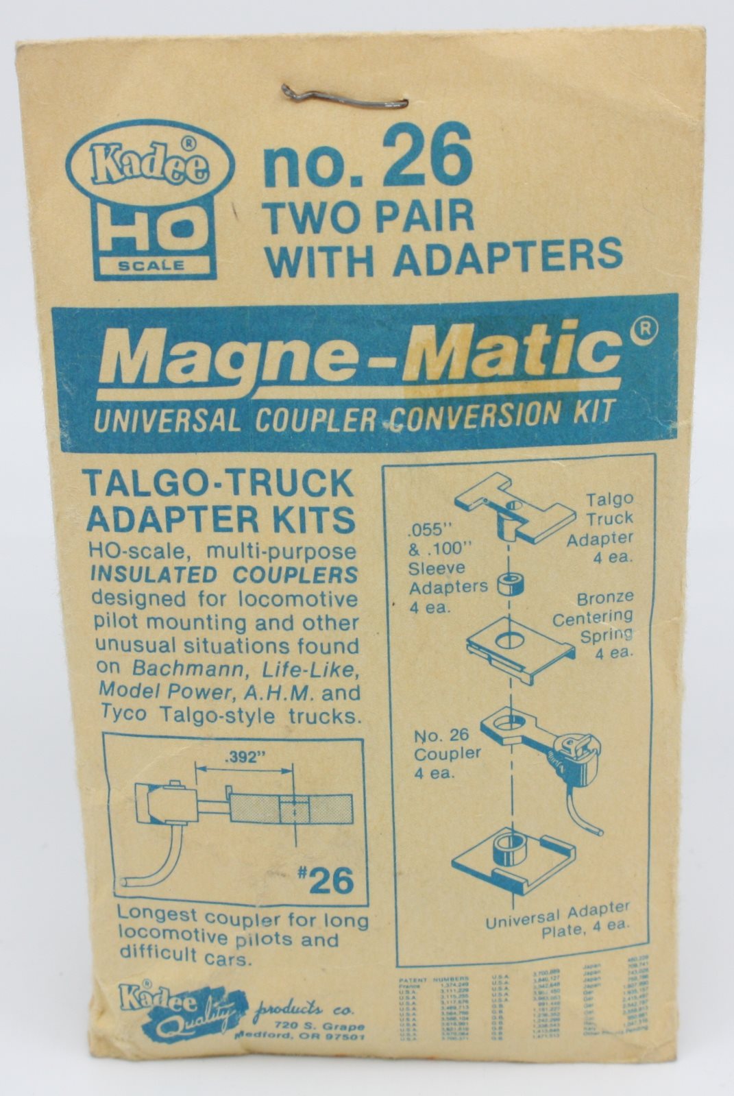 Kadee 26 HO 20-Series Coupler Long Centerset Shank W/Draft Gear Boxes