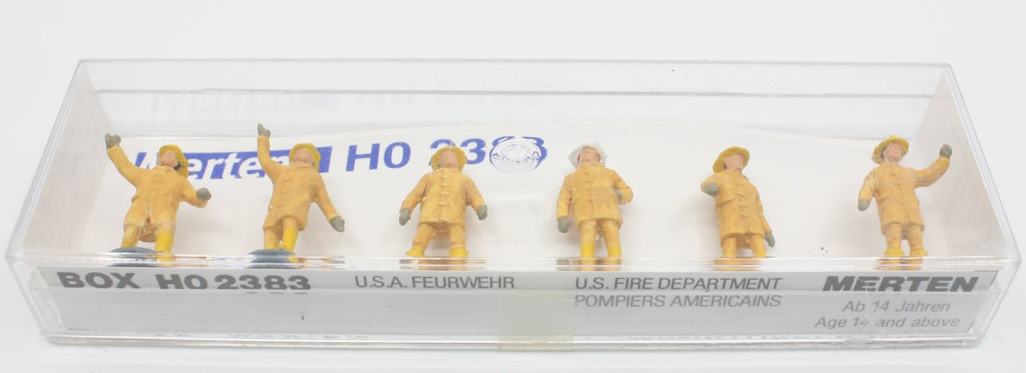 Merten 2383 HO Yellow Coats U.S. Firefighter Figures (Set of 6)