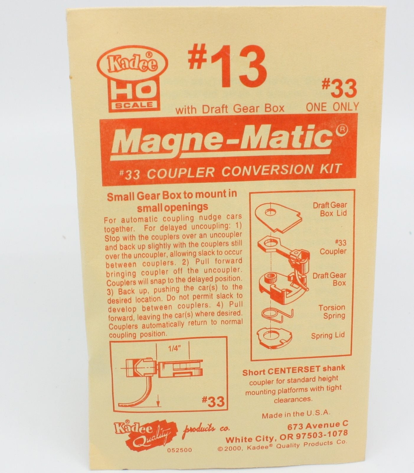 Kadee 13 HO #33 Magne-Matic Coupler Conversion Kit
