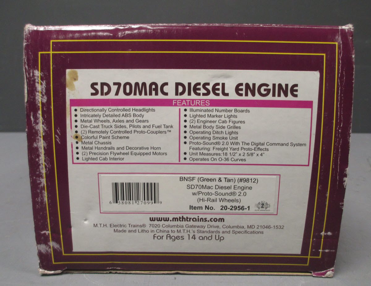 MTH 20-2956-1 BNSF SD70Mac Diesel Engine w/PS2 #9812 (Hi-Rail Wheels)