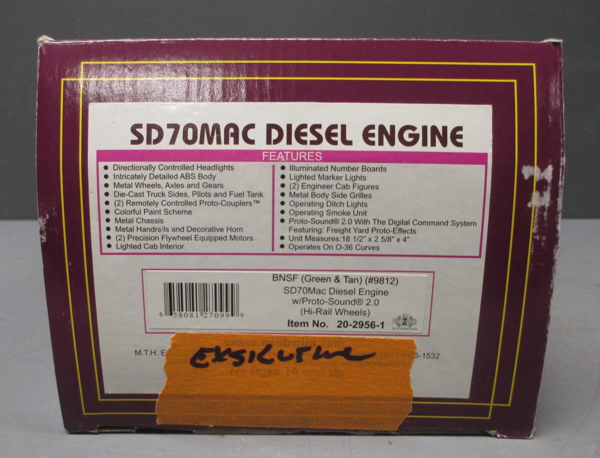 MTH 20-2956-1 BNSF SD70Mac Diesel Engine w/PS2 #9812 (Hi-Rail Wheels)
