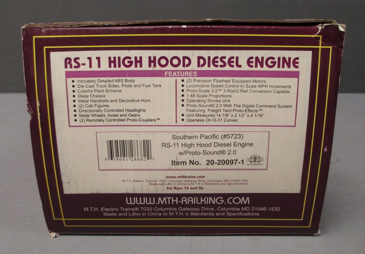 MTH 20-20097-1 Southern Pacific RS-11 High Hood Diesel Engine w/PS 2.0 #5723