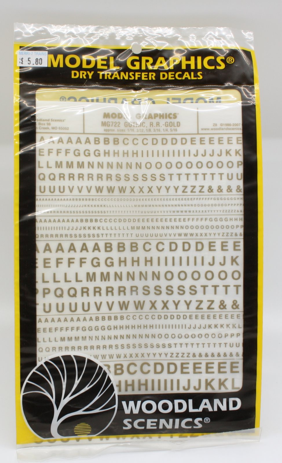 Woodland Scenics MG722 Model Graphics Gothic R.R. Gold Dry Transfer Decals