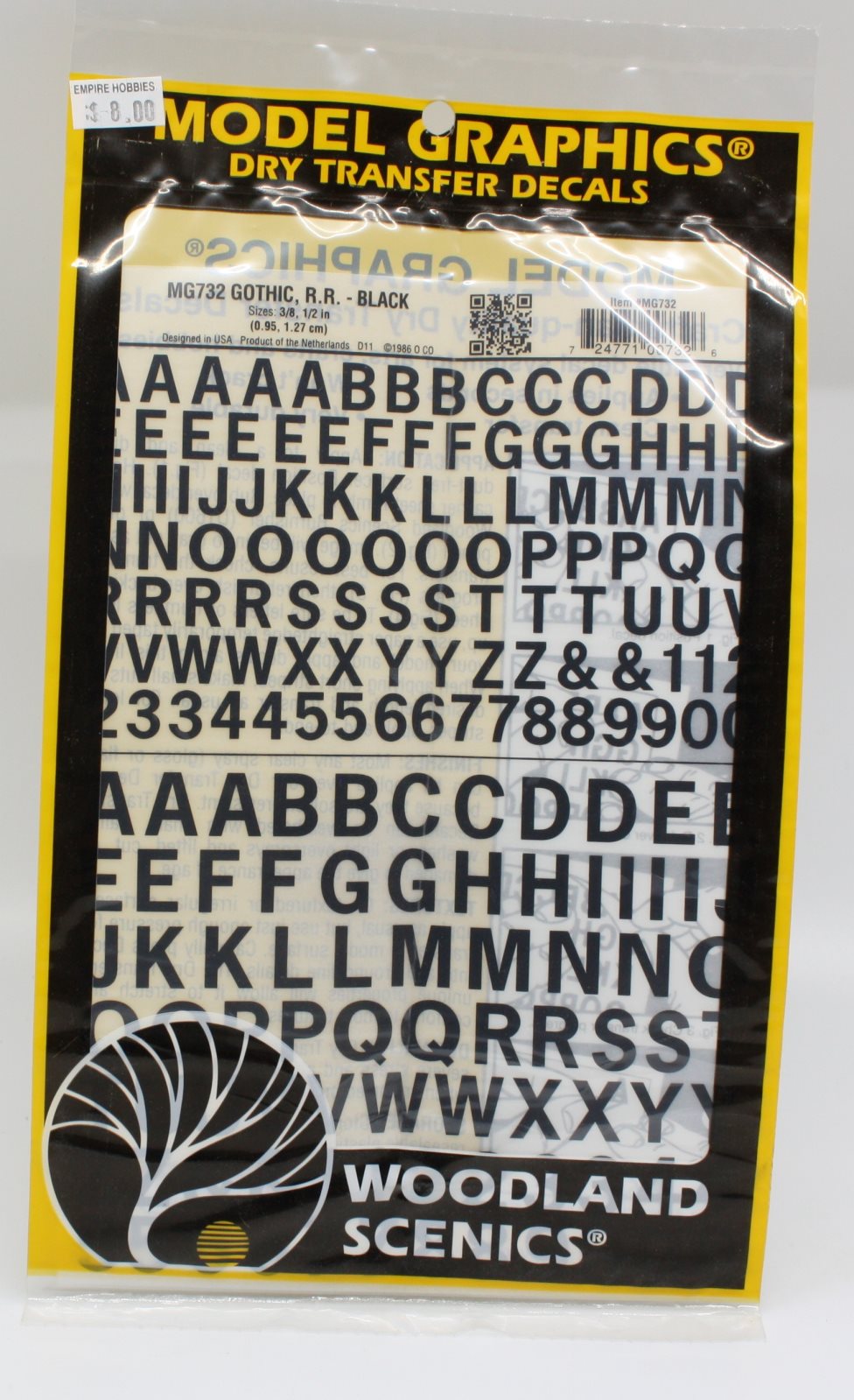 Woodland Scenics MG732 Model Graphics Gothic R.R. Black Dry Transfer Decals
