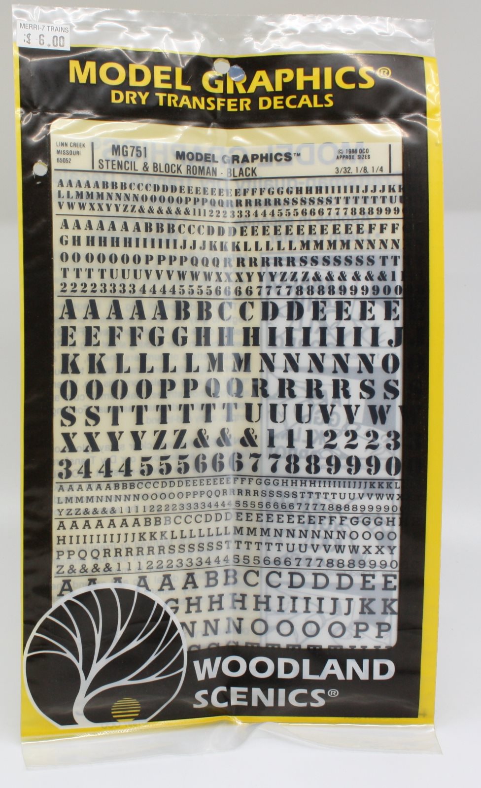 Woodland Scenics MG751 Stencil & Block Roman Black Dry Transfer Decals