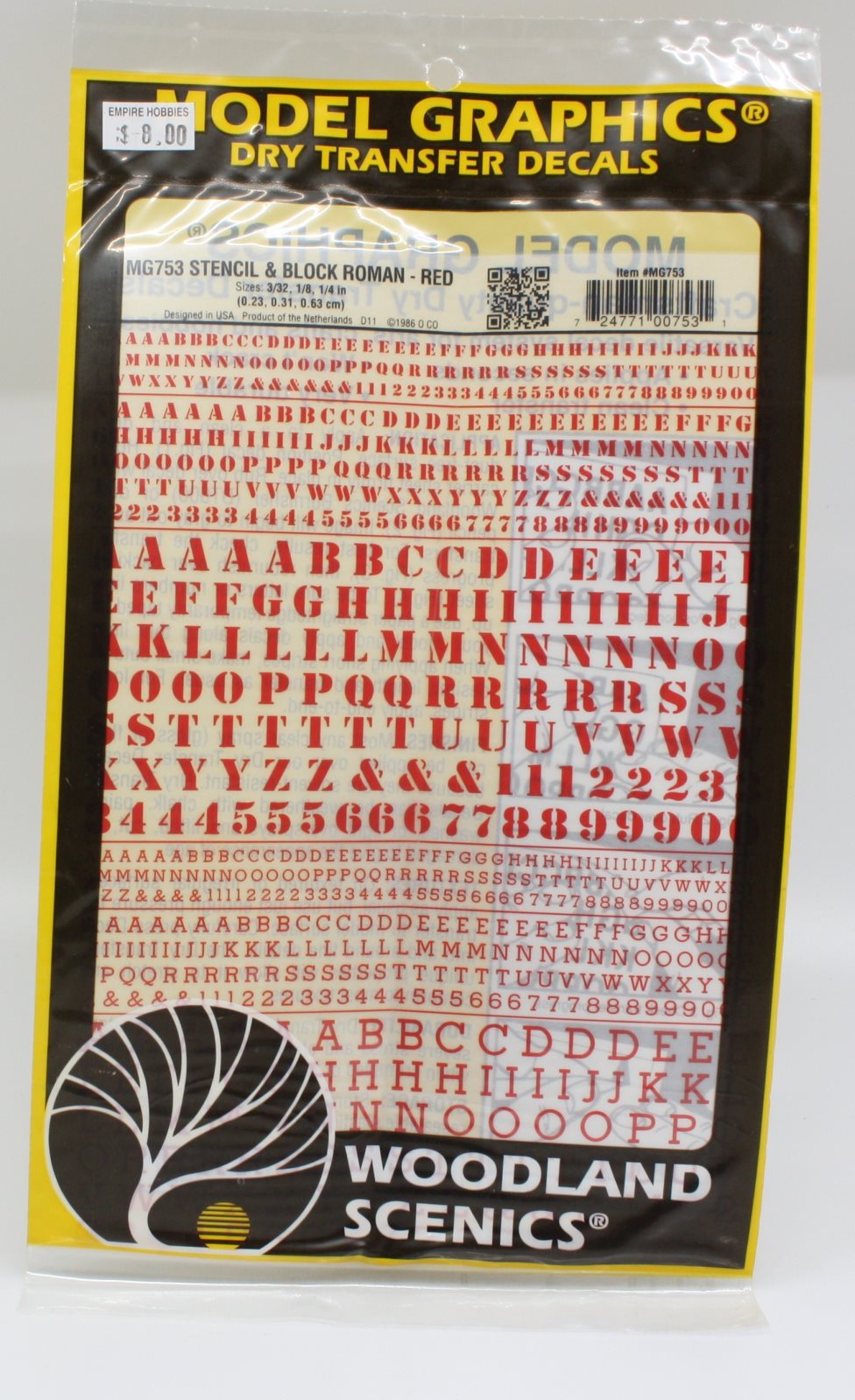Woodland Scenics MG753 Stencil & Block Roman Red Dry Transfer Decals
