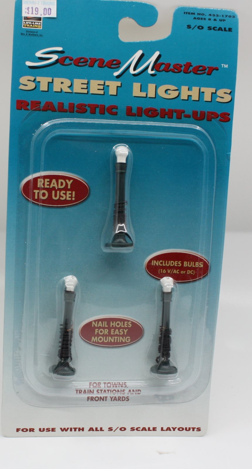 Life Like 433-1037 S/O Scene Masters Street Lights Realistic Light (Pack of 3)