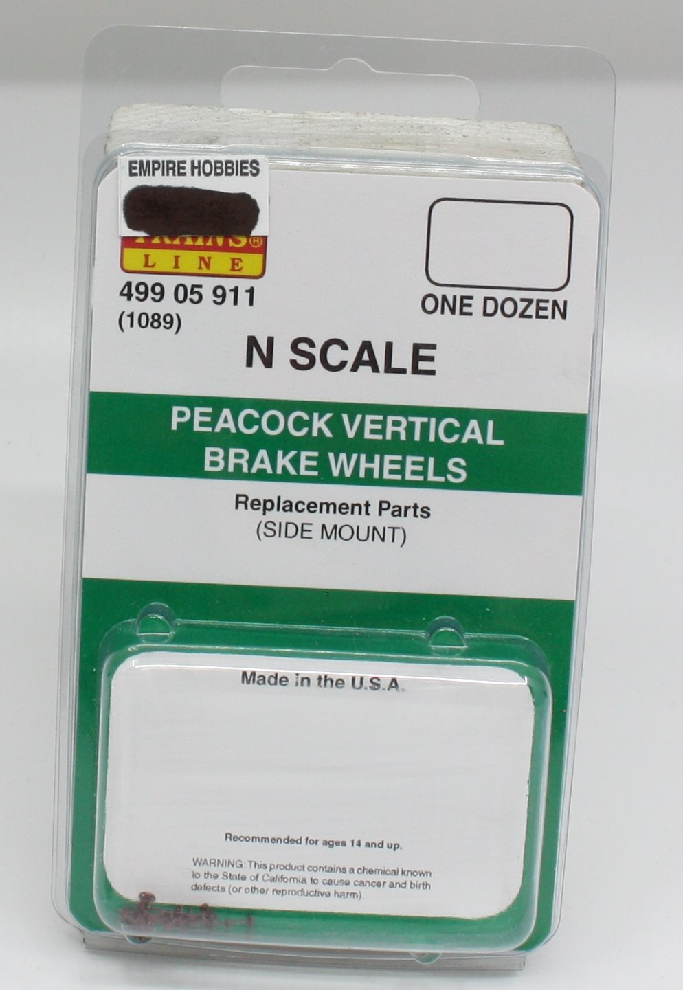 MicroTrains 49905911 N 1089 Peacock Vertical Brake Wheels (Pack of 12)