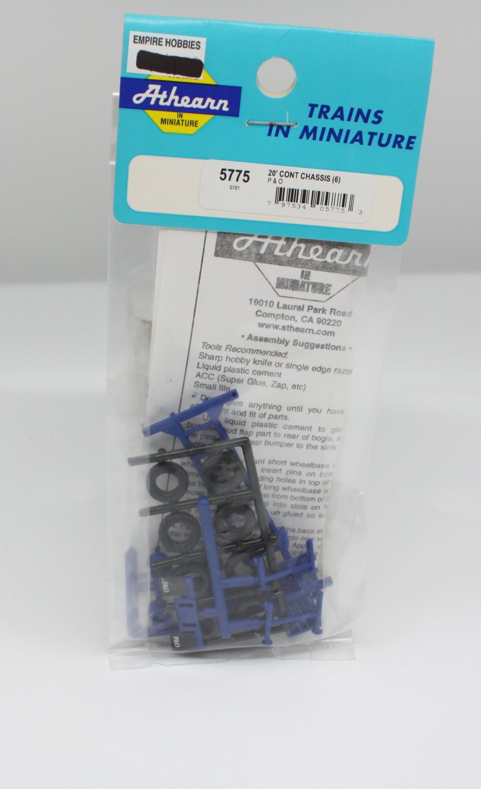 Athearn 5775 HO P & O 20' Container Chassis Kit