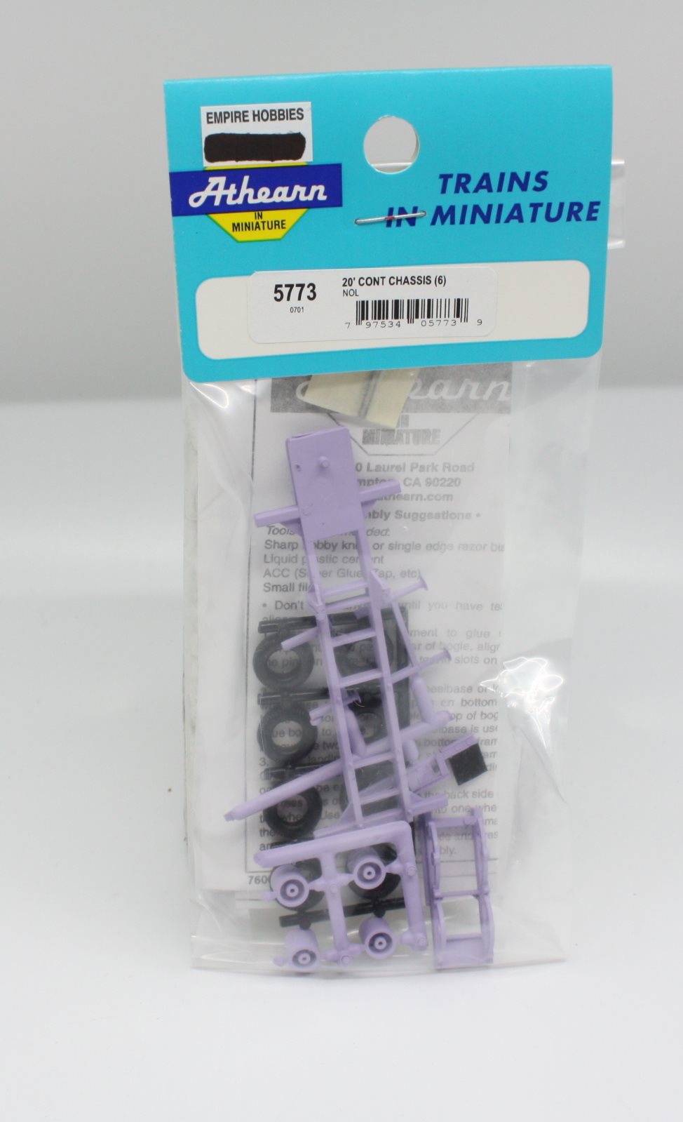 Athearn 5773 HO NOL 20' Container Chassis Plastic Purple Kit