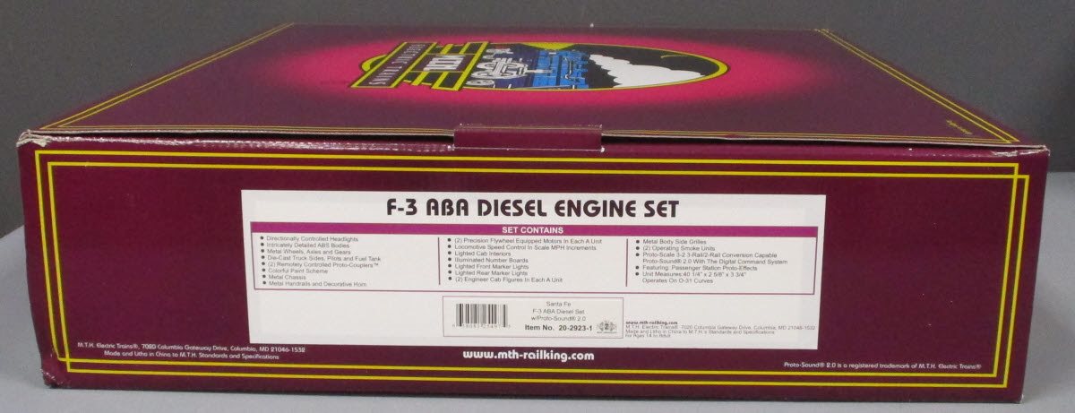 MTH 20-2923-1 Santa Fe F-3 ABA Diesel Engine Set w/PS 2.0 #16L/16C/16A