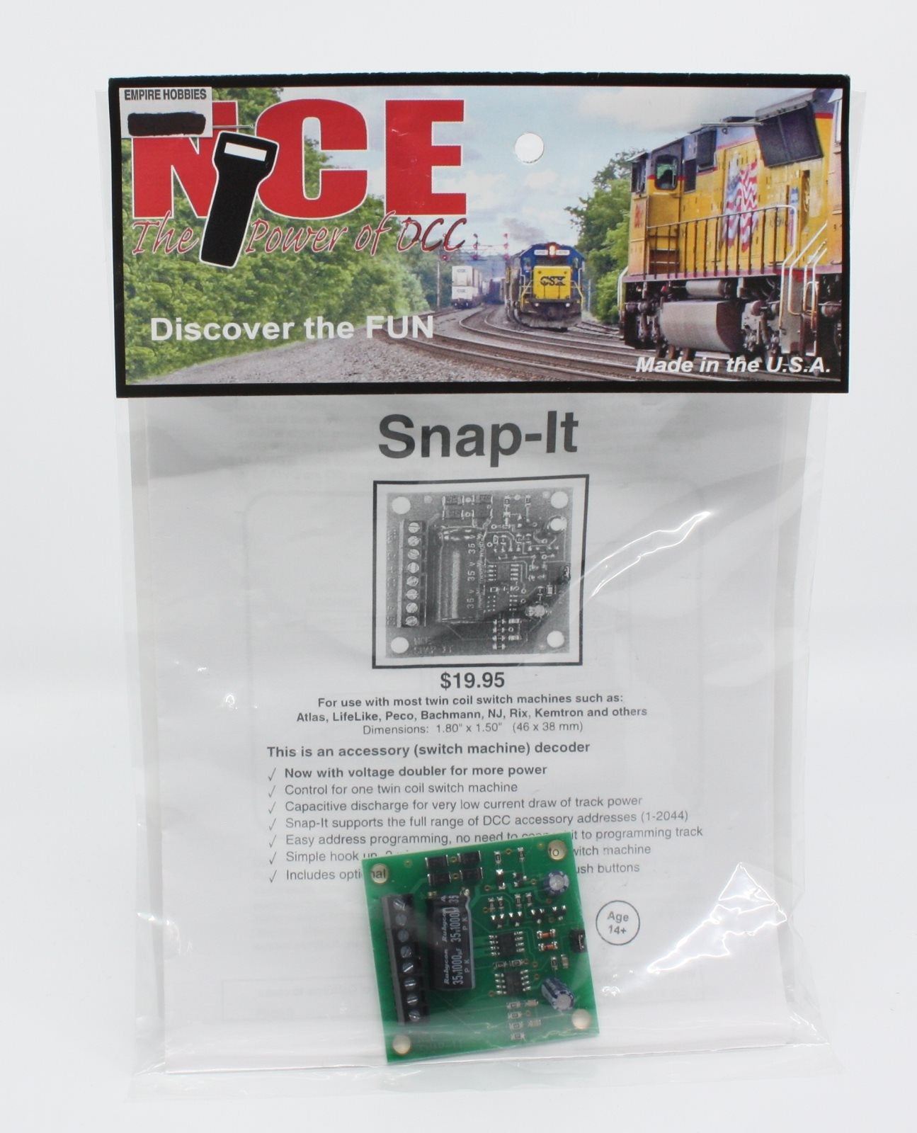 NCE 0115 1.80'' x 1.50'' Snap-It Twin Coil Accessory Model Railroad Decoder