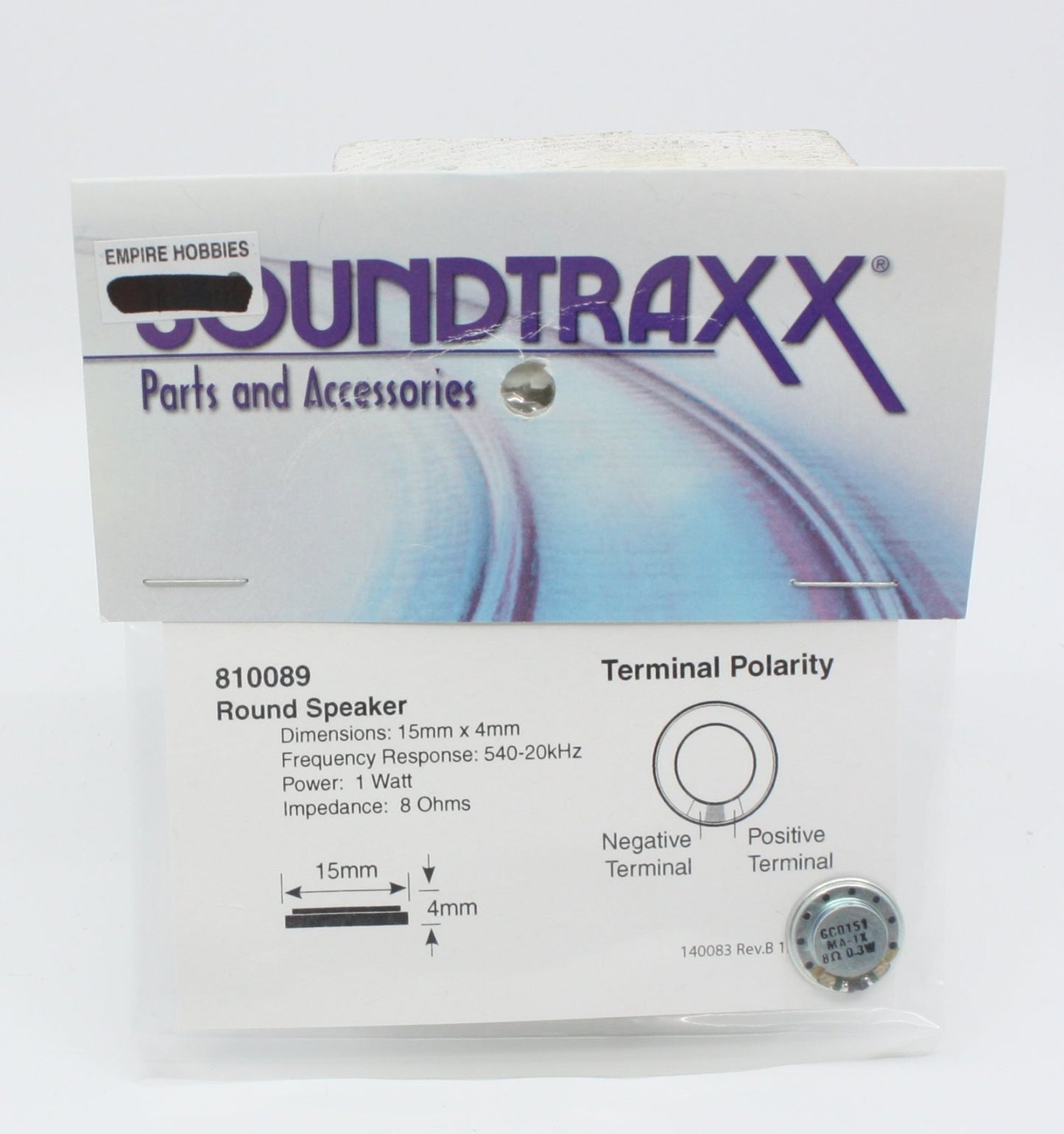 SoundTraxx 810089 15 mm x 3.5 mm Speaker 1/2"dia 8ohm
