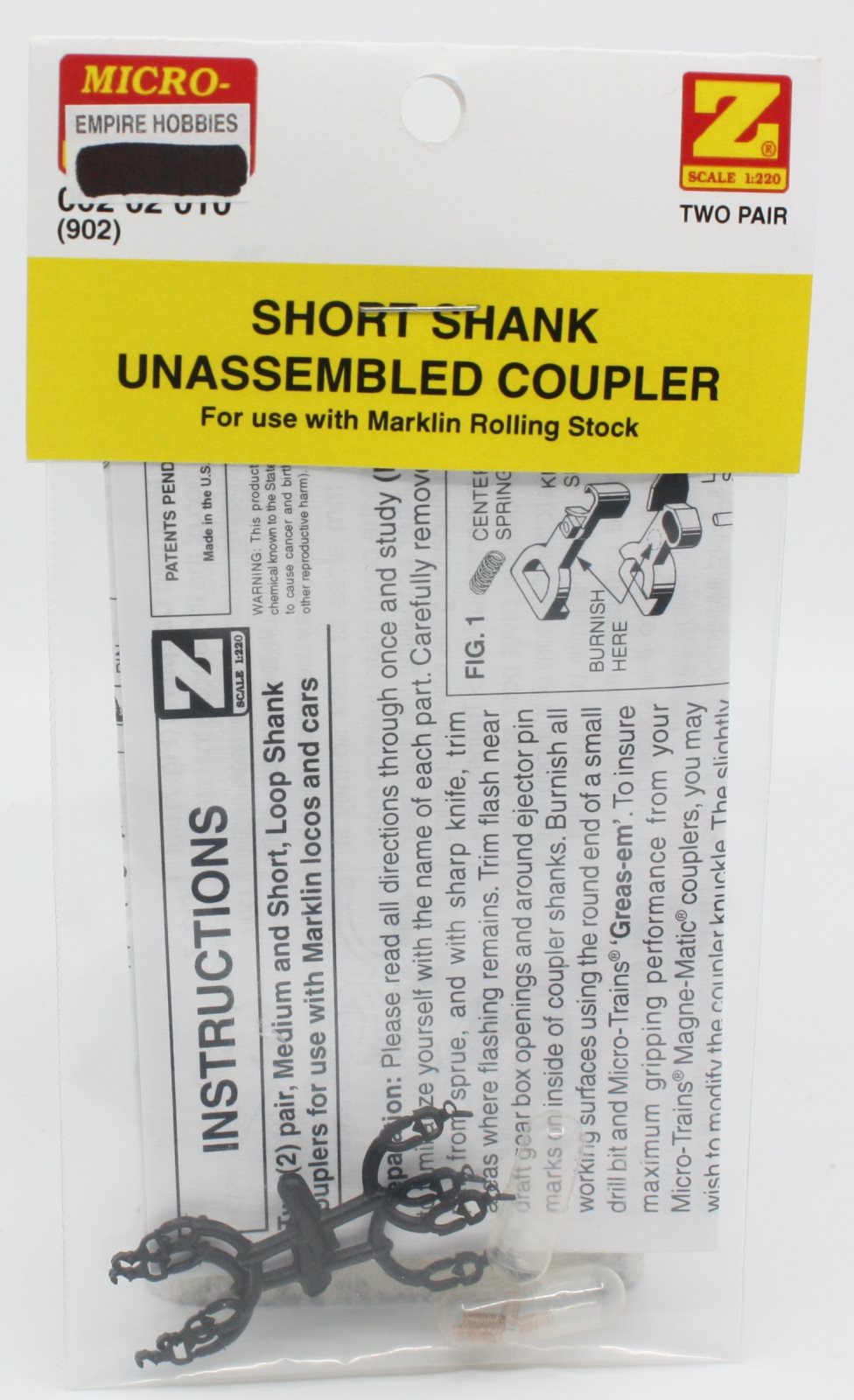 MicroTrains 00202010 Z Short Shank Unassembled Coupler (2 Pairs of 2)