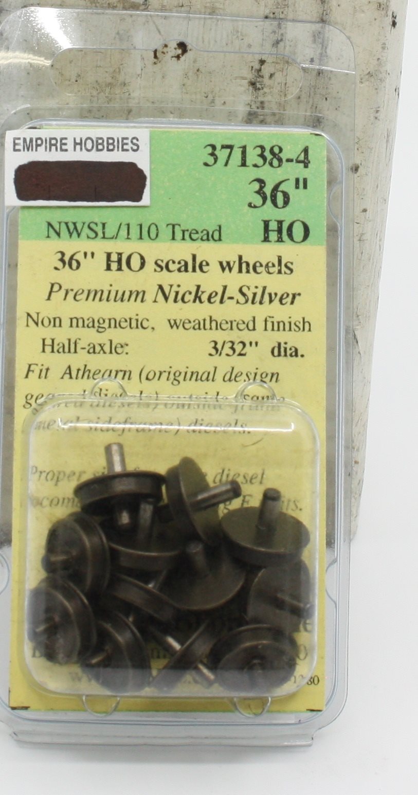 Northwest Short Line 37138-4 HO 3/32" 1/2 Axle 36"/110 Outside Frame N-S Wheels
