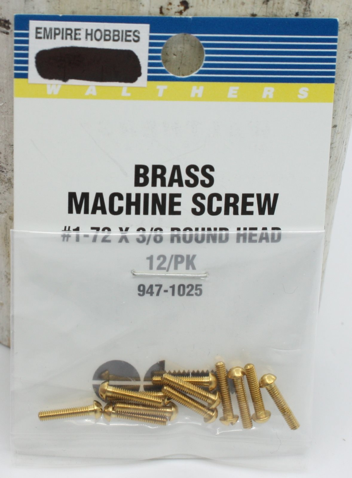 Walthers 947-1025 1-72 3/8" Brass Round Head  Machine Screw (Pack of 12)