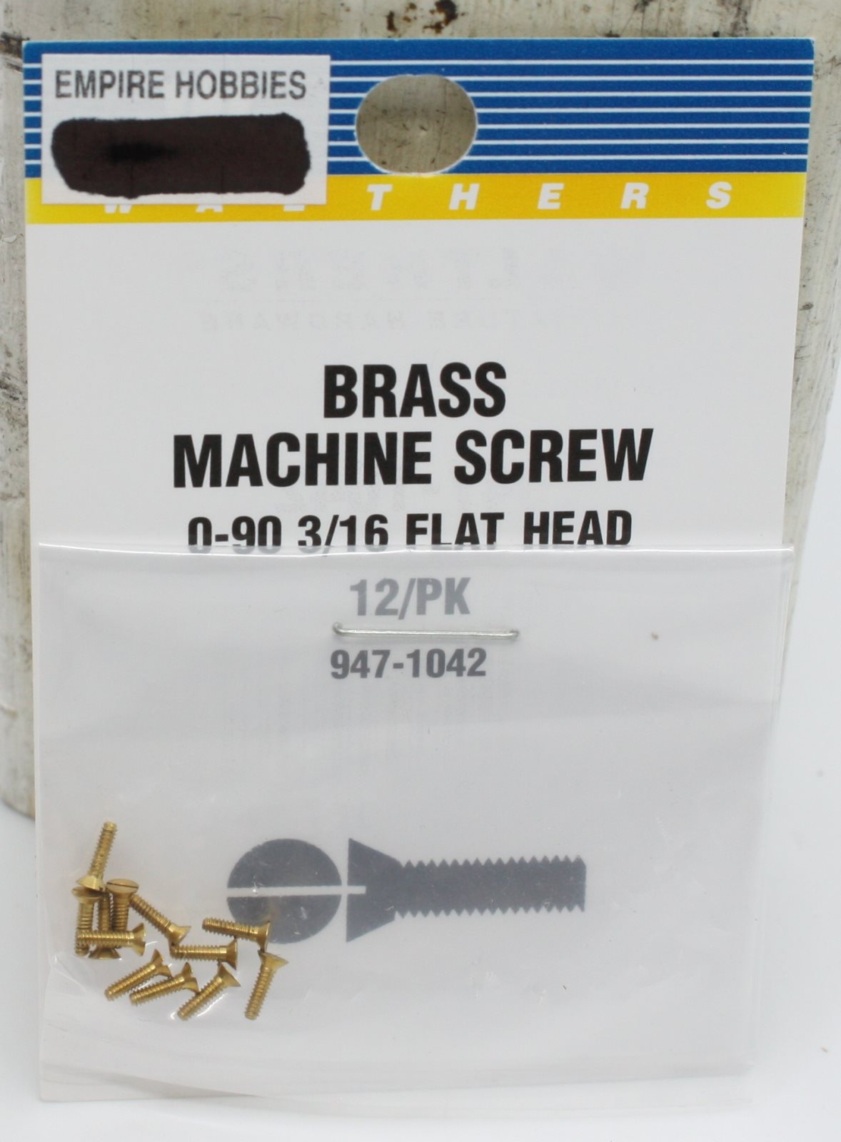 Walthers 947-1042 HO Brass Machine Screw #00-90 X 3/16 Flat Head (12)