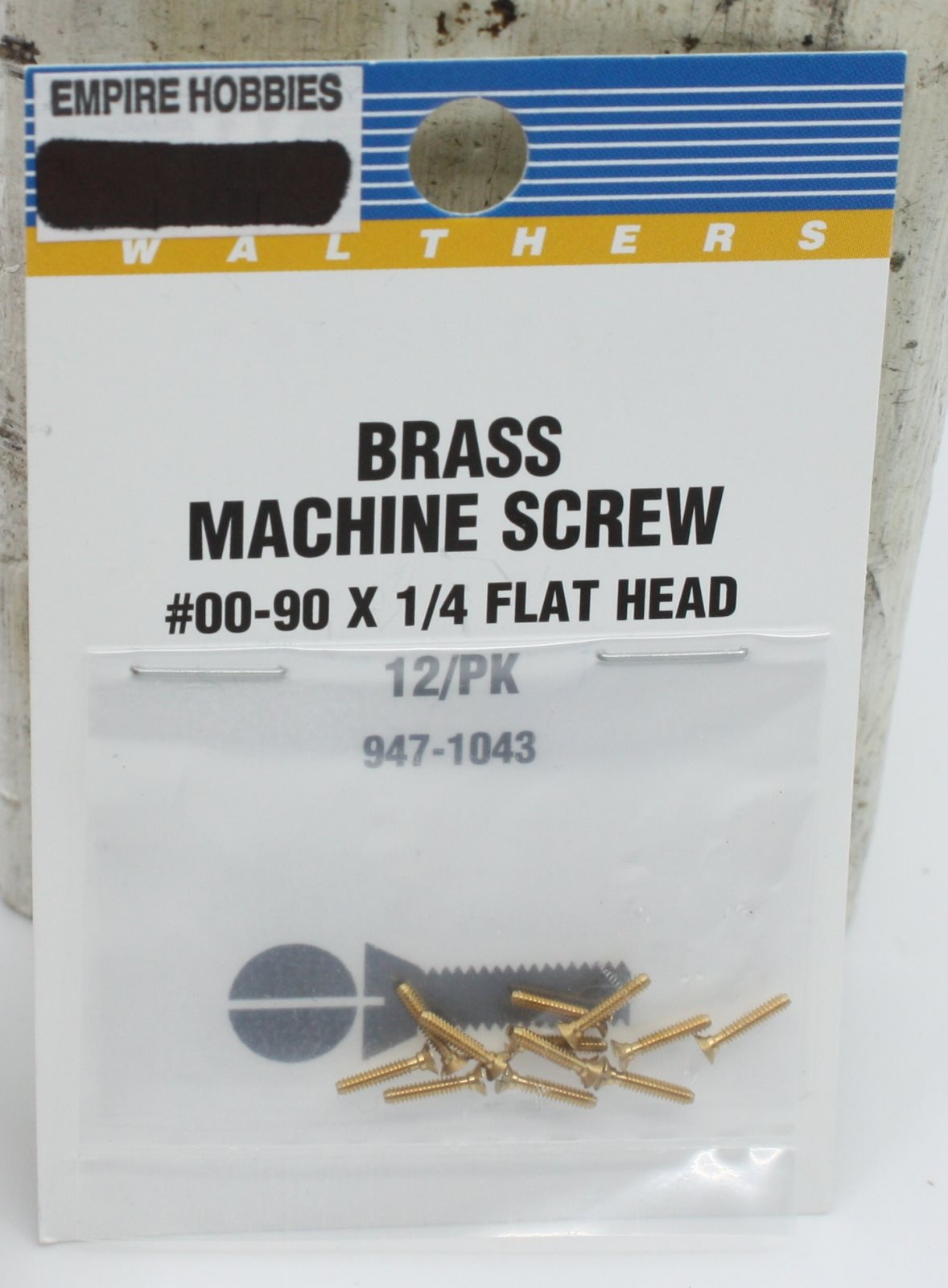 Walthers 947-1043 00-90 1/4" Brass Flat Head Machine Screw (Pack of 12)