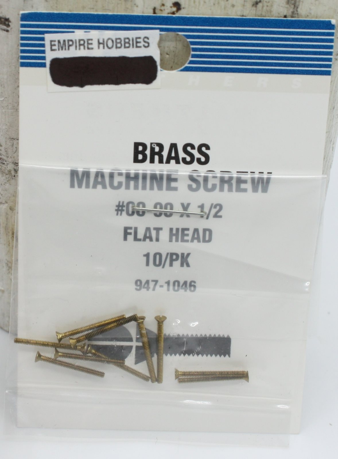 Walthers 947-1046 00-90 1/2" Brass  Flat Head Machine Screw (Pack of 10)