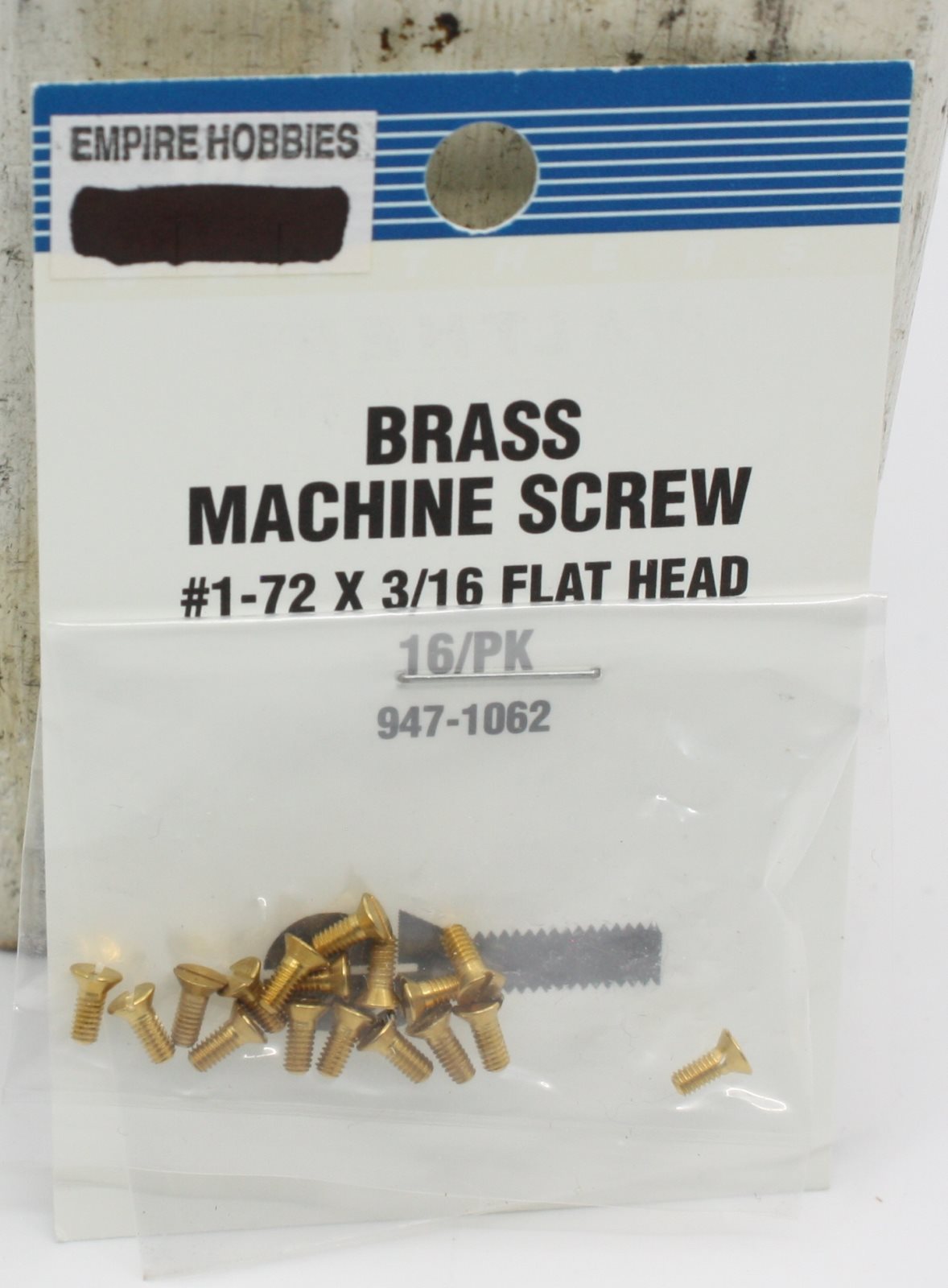 Walthers 947-1062 HO Brass Machine Screw #1-72 X 3/16 Flat Head (Pack of 16)