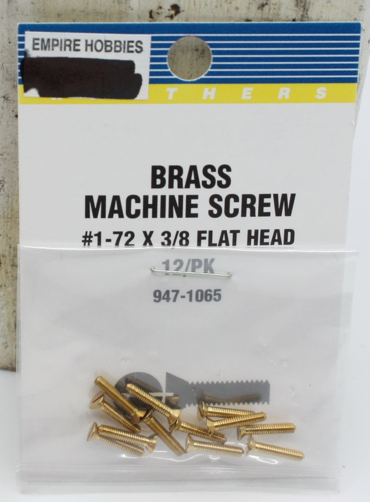 Walthers 947-1065 HO Brass Machine Screw 1-72 3/8" Flat Head (Pack of 12)