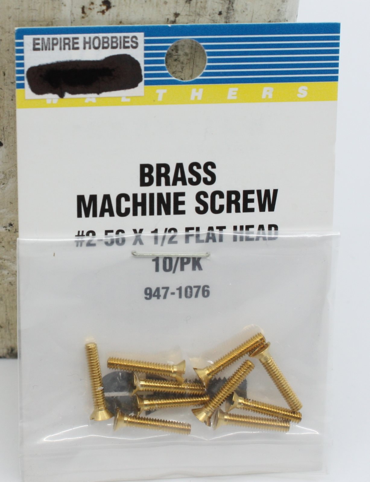 Walthers 947-1076 HO Brass Machine Screw #2-56 X 1/2 Flat Head (Pack of 10)