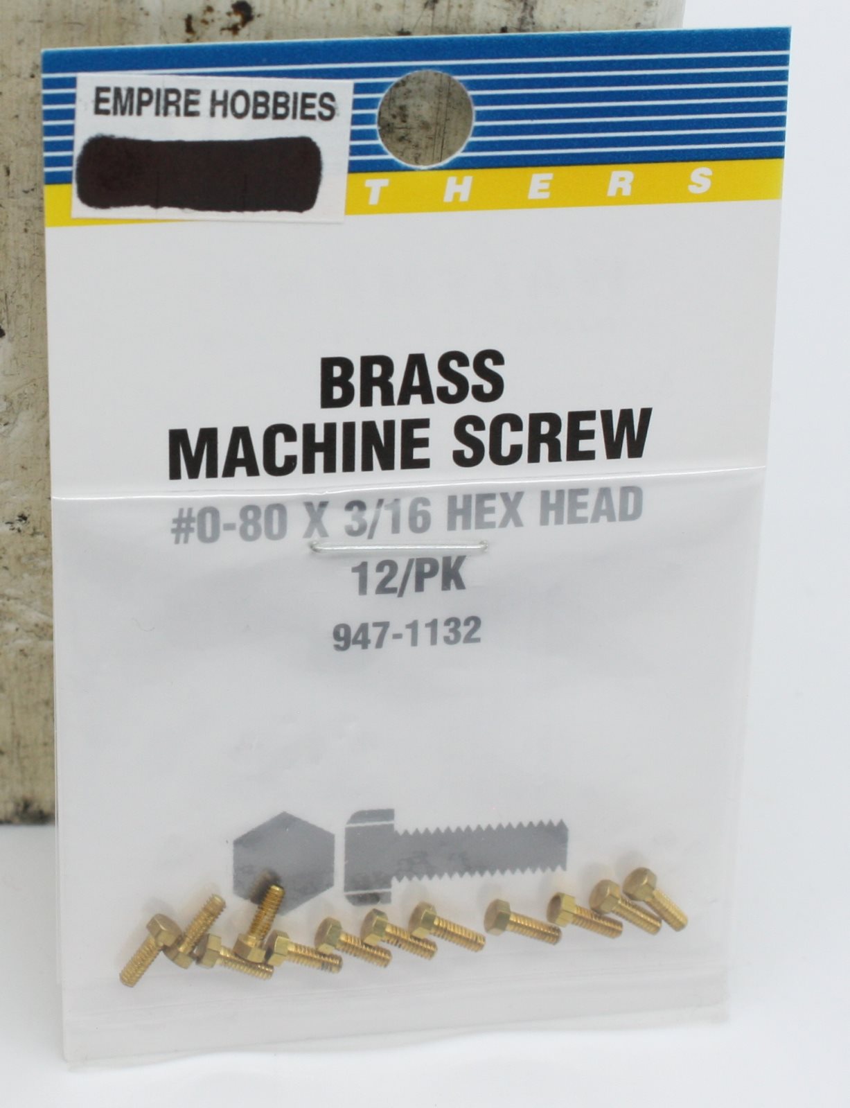 Walthers 947-1132 0-80 3/16 Brass Hex Head Machine Screw (Pack of 12)