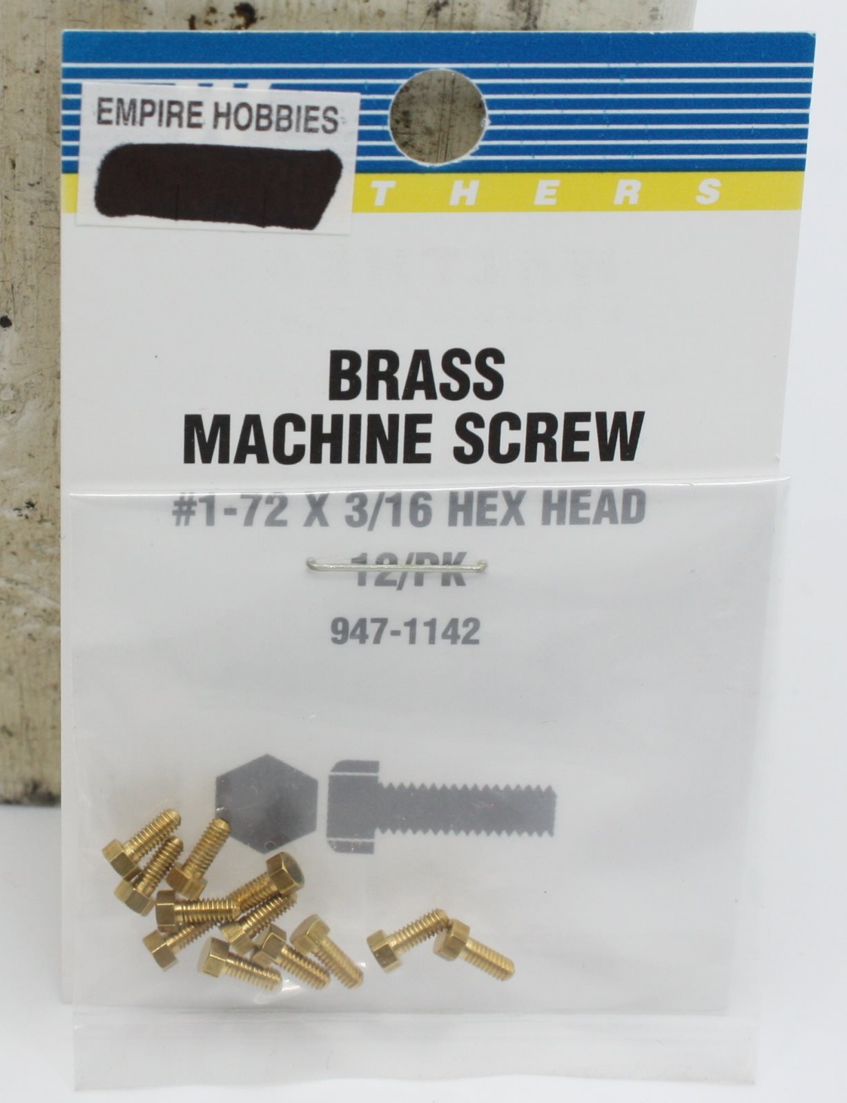 Walthers 947-1142 HO Brass Machine Screw #1-72 X 3/16 Hex Head (Pack of 12)