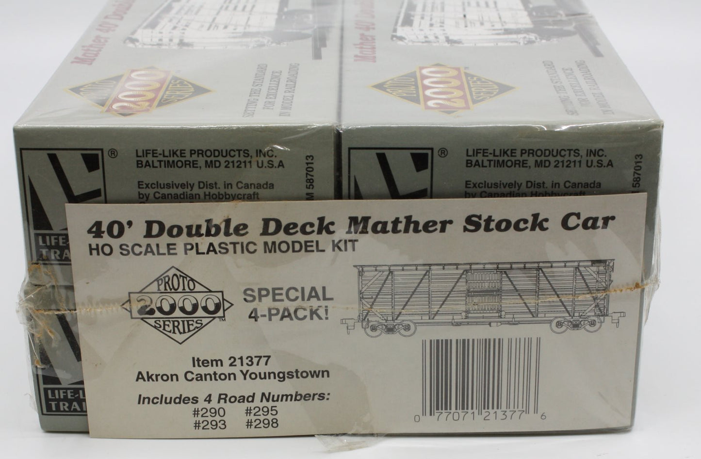 Proto 2000 21377 HO Akron Canton 40' Double Deck Stock Car Kits (Pack of 4)