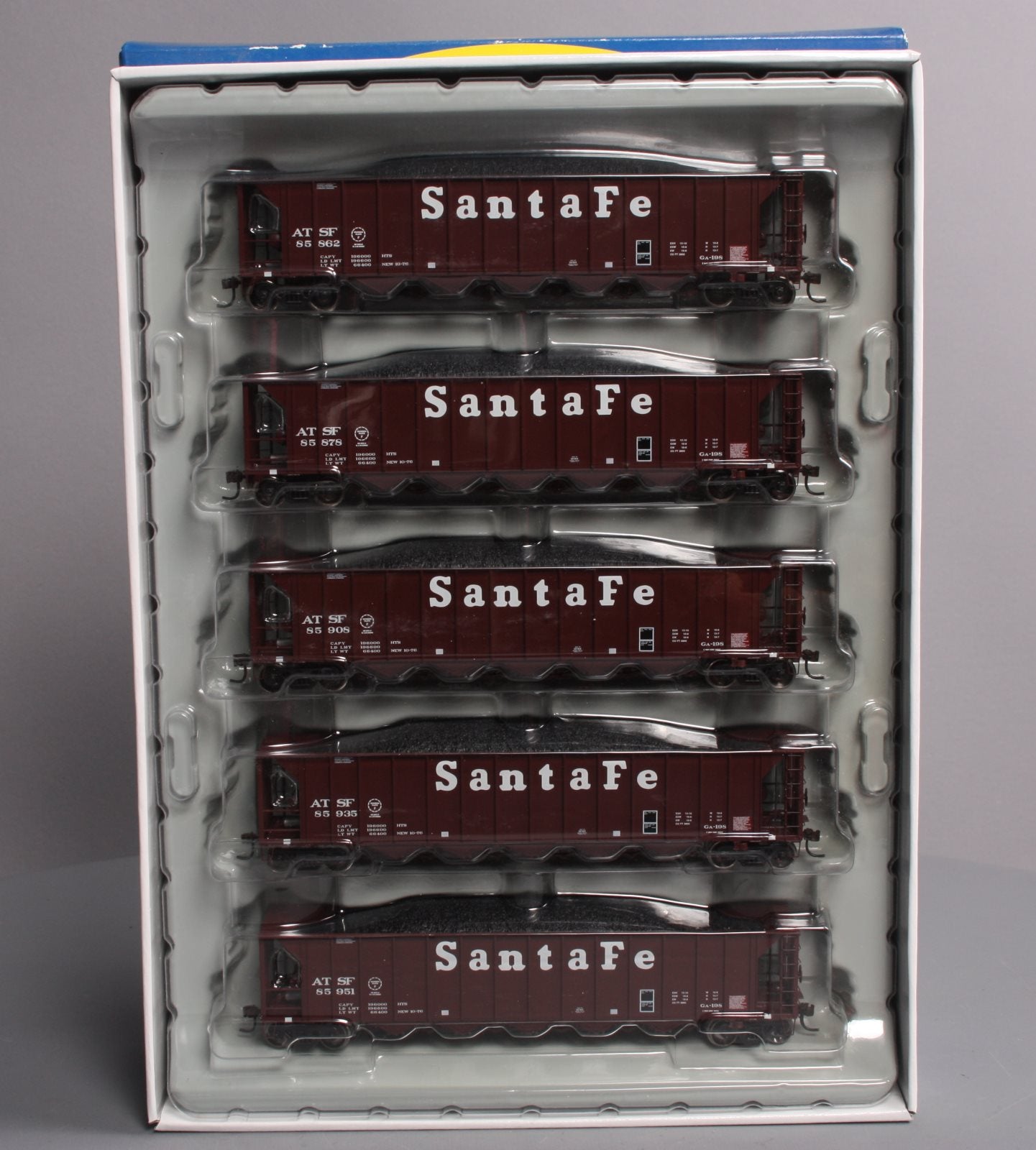 Athearn 94644 HO Scale Santa Fe Ortner 5-Bay Rapid Discharge Hopper (Pack of 5)