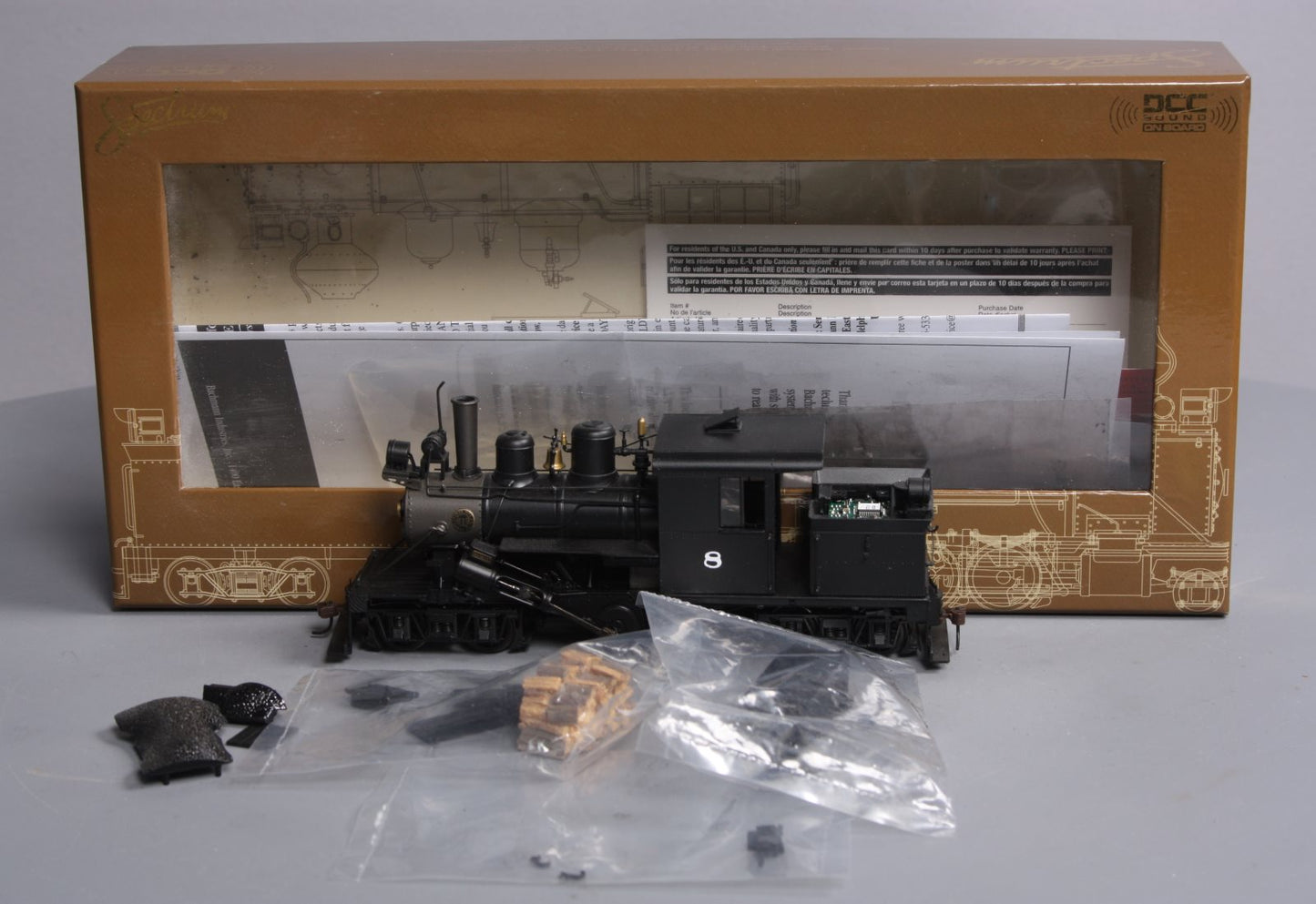 Bachmann 28604 On30 Painted & Unlettered 28-Ton Two-Truck Climax w/Sound & DCC