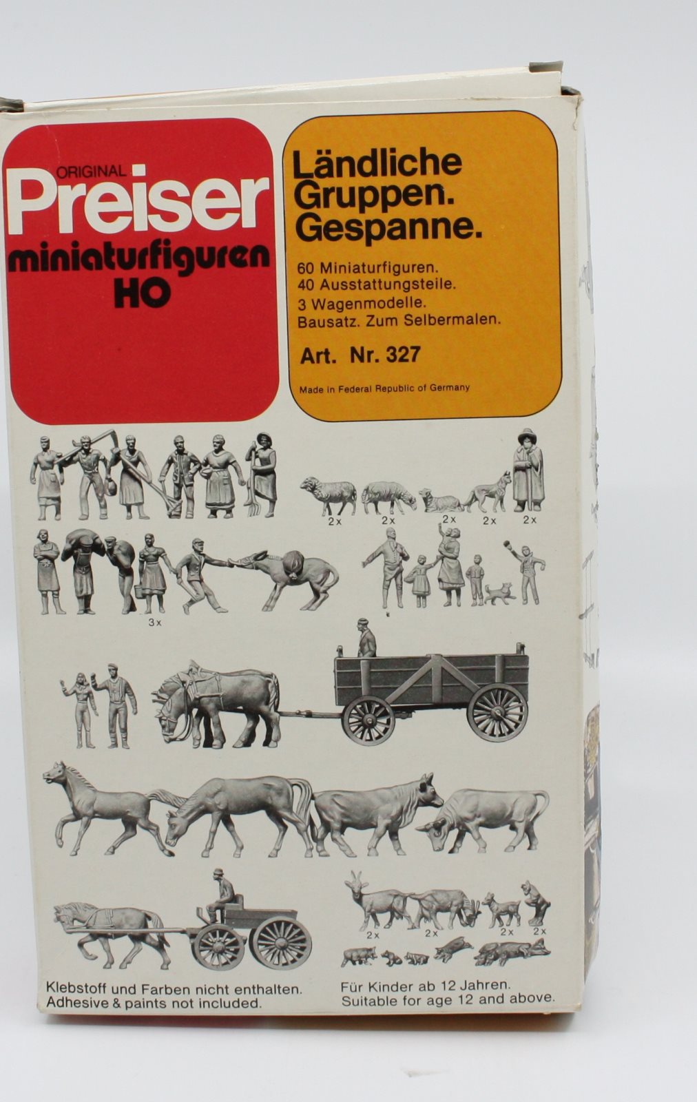 Preiser 327 HO Rural Groups and Animals Figures with Wagons Set
