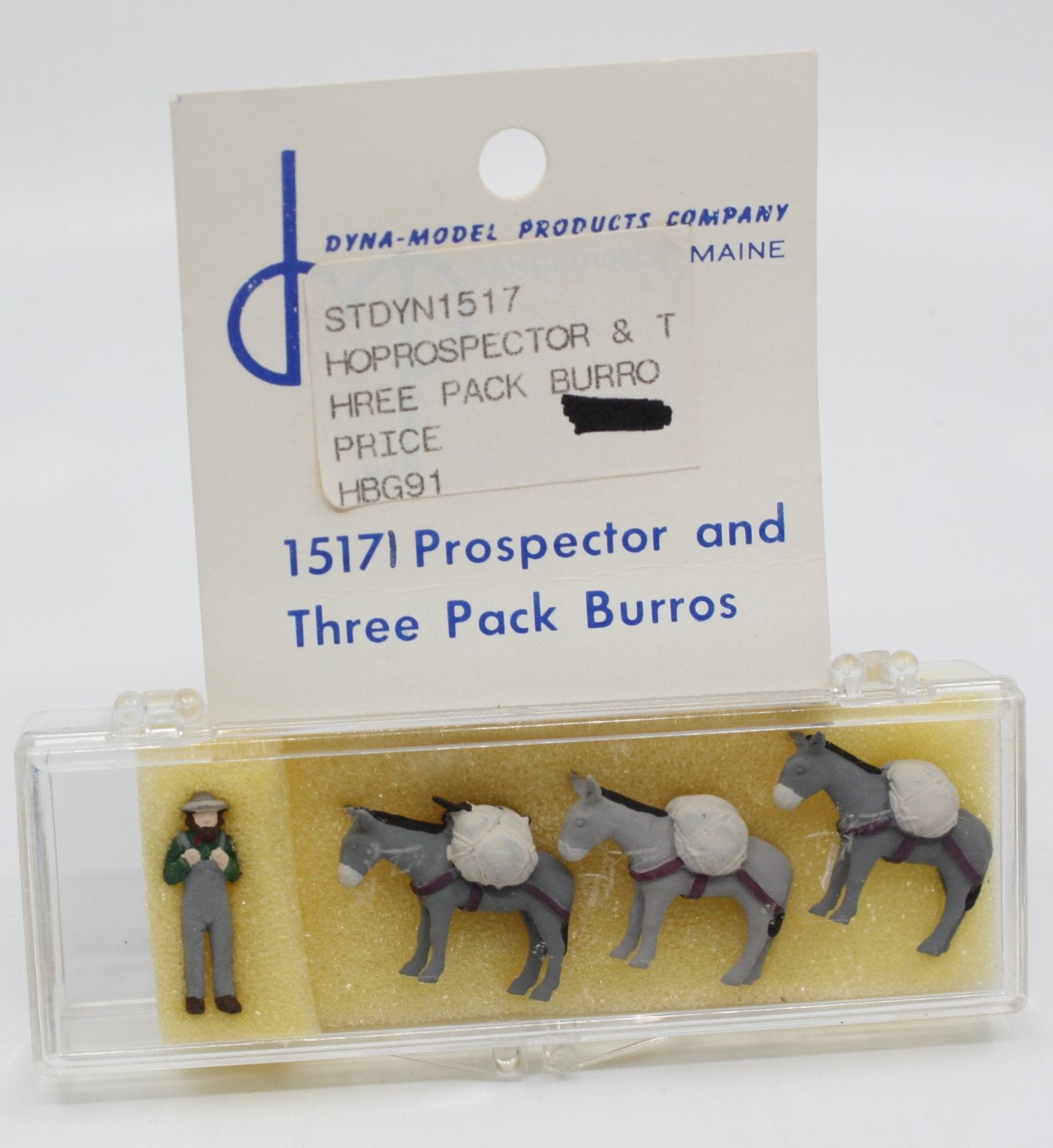 Dyna-Model 1517 HO Prospector and Three Pack Burros