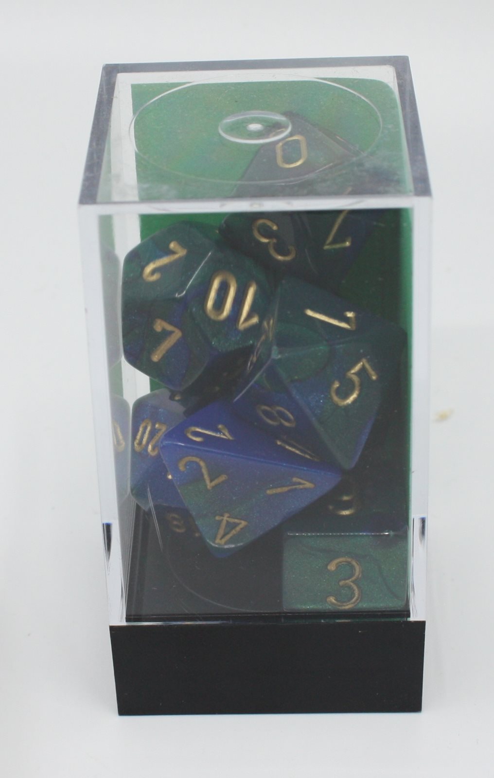 Chessex 26436 Gemini Blue/Green/Gold Polyhedral 7-Die Set