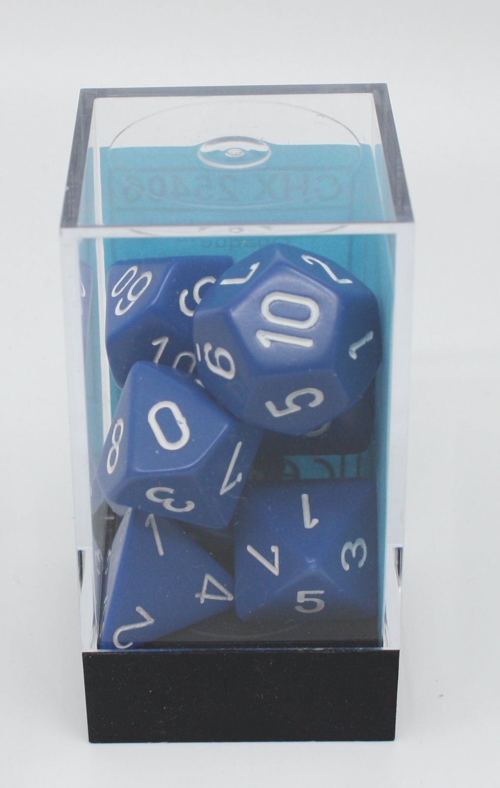 Chessex 25406 Opaque Blue/White Polyhedral 7-Die Set