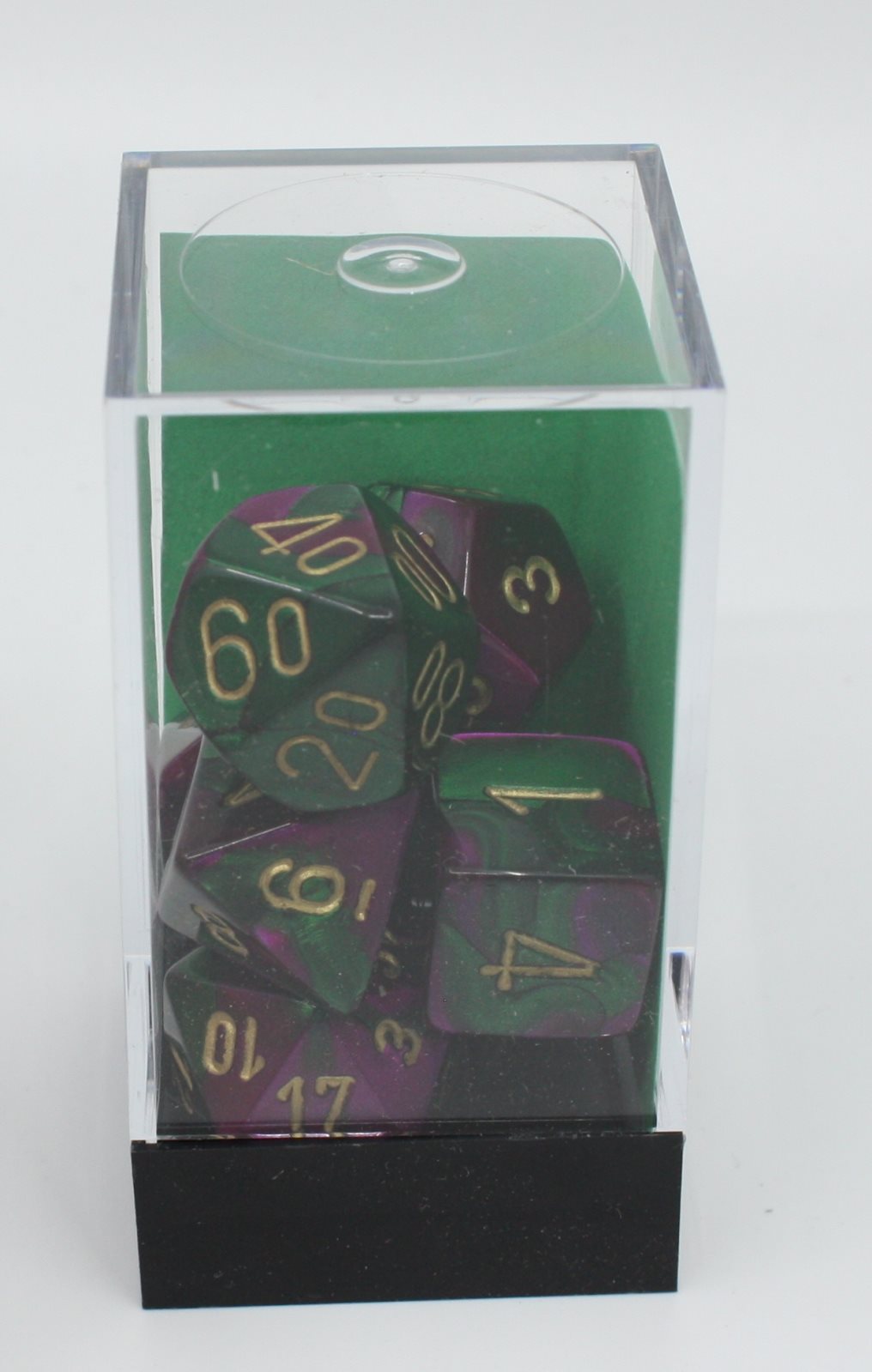 Chessex 26434 Gemini Green/Purple/Gold Polyhedral 7-Die Set