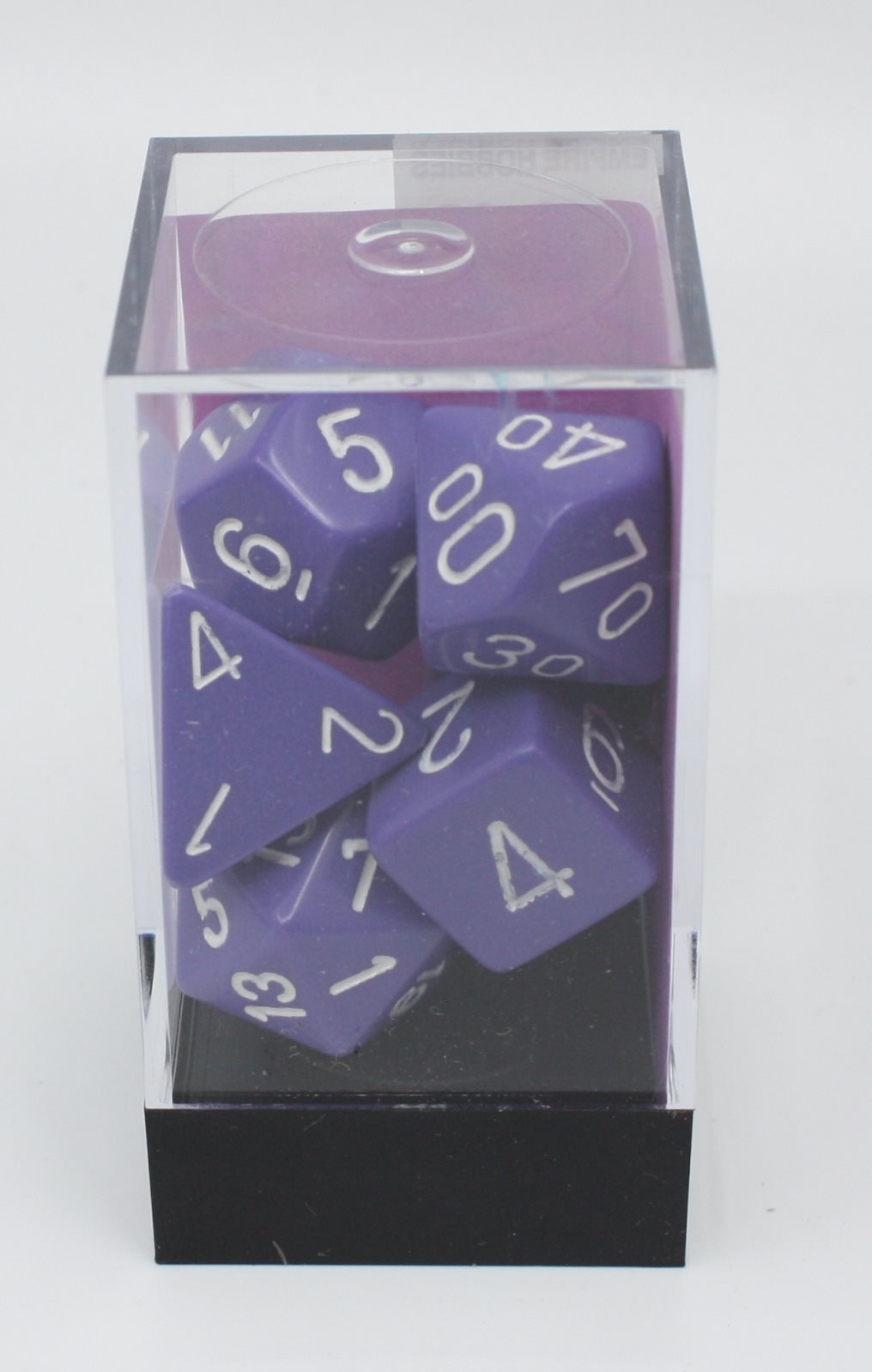 Chessex 25407 Opaque Purple/White Polyhedral 7-Die Set