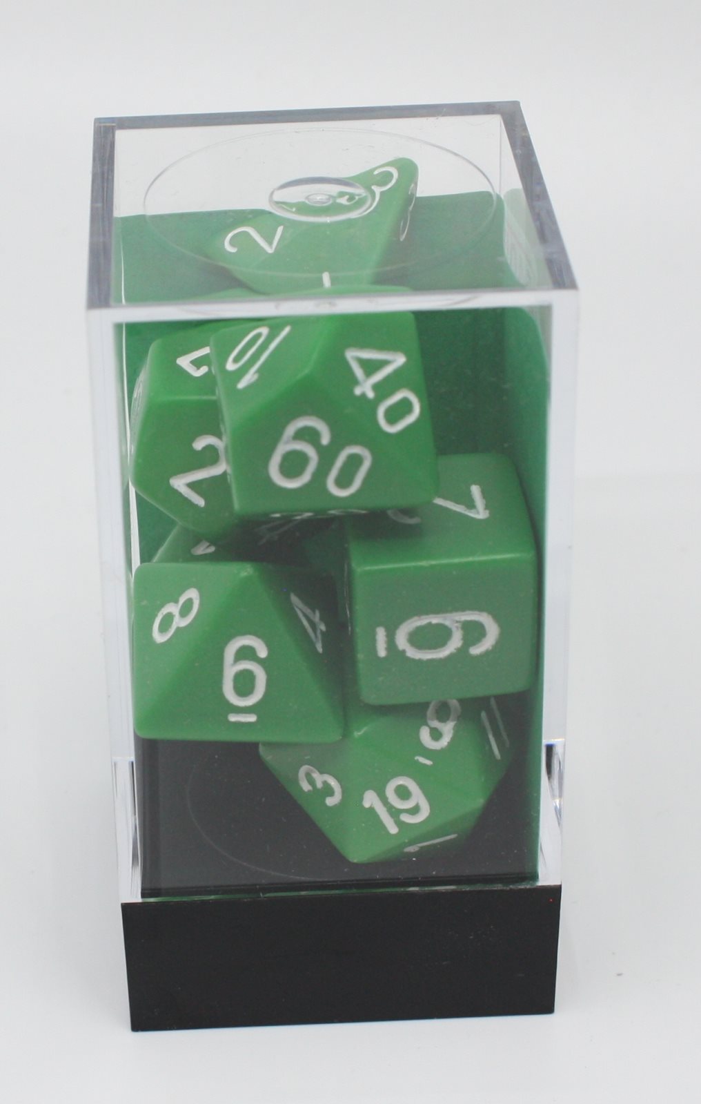 Chessex 25405 Opaque Green/White Polyhedral 7-Die Set