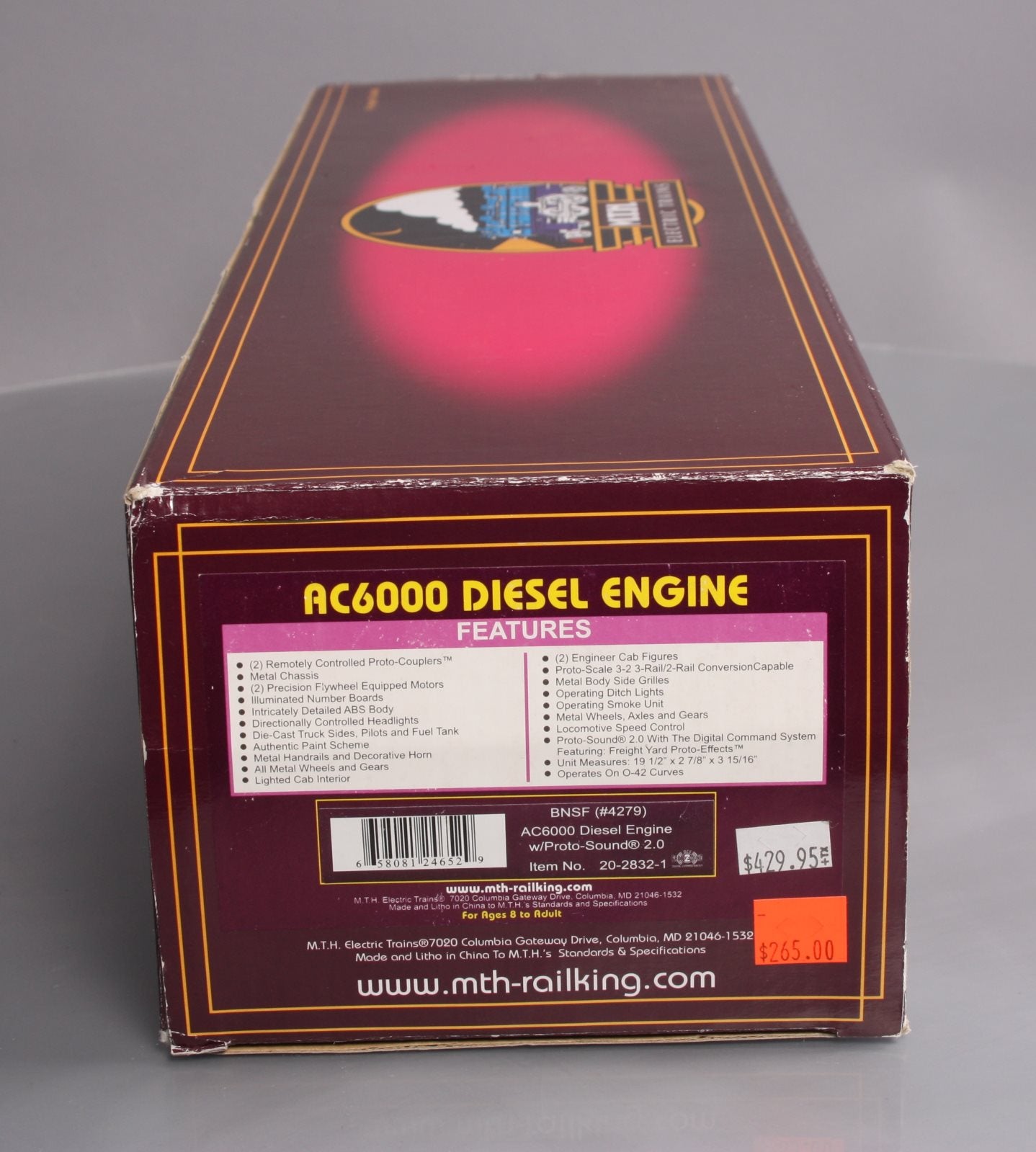 MTH 20-2832-1 BNSF AC6000 Diesel Engine w/PS2 #4279