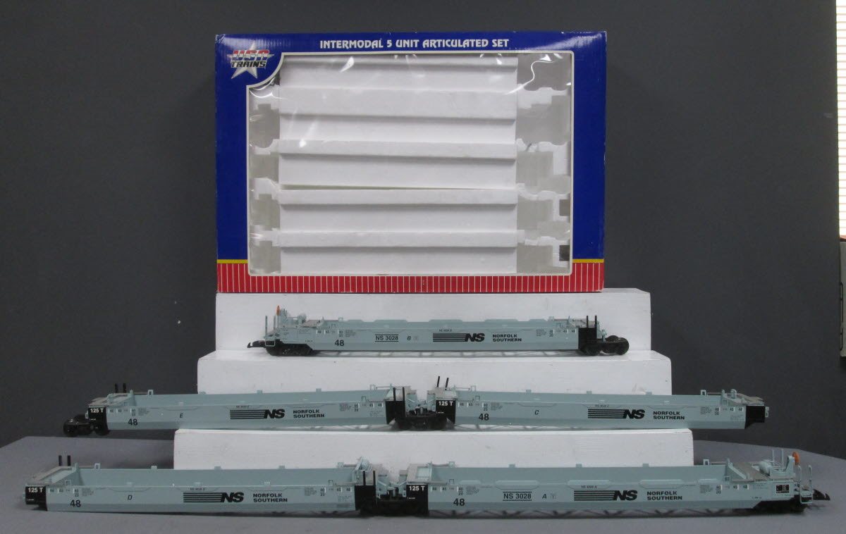 USA Trains R17159 G Gauge NS Intermodal 5 Unit Set w/o Containers (Metal Wheels)