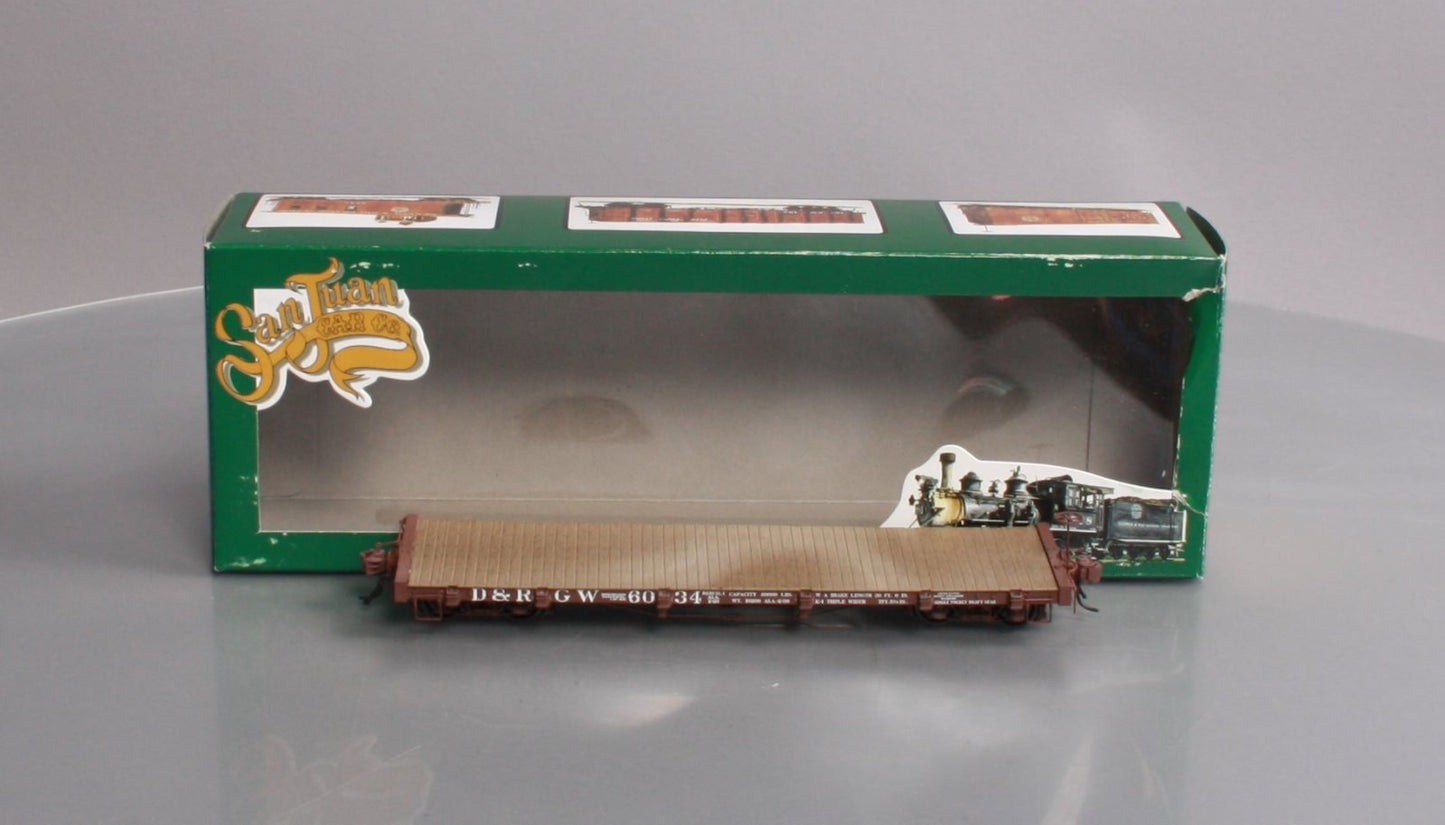 San Juan Car Co On3 D&RGW 6000 Series Flatcar w/o Model "A" Truck #6034
