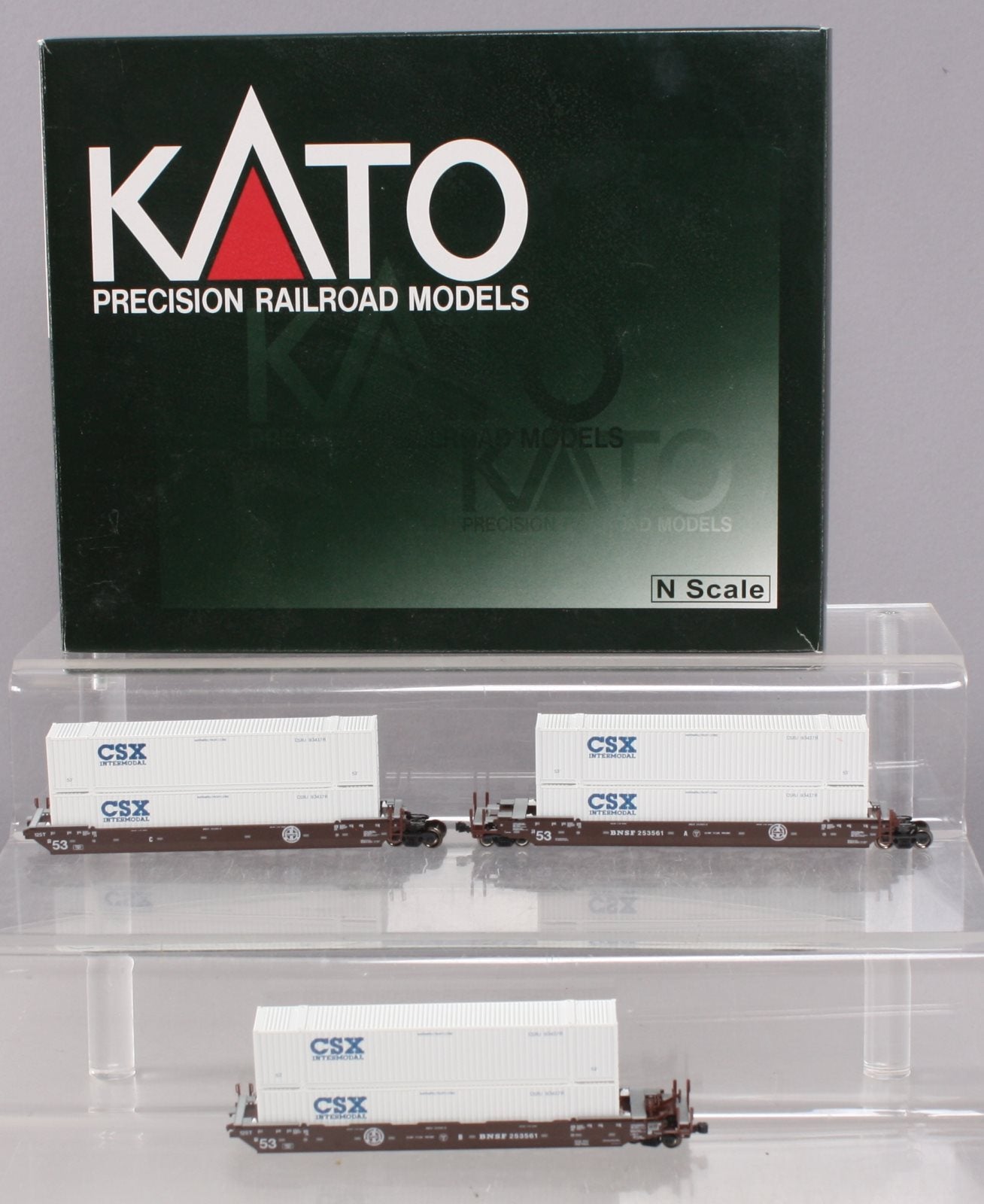 Kato 106-6126 N Scale BNSF Well Car with 6 Containers