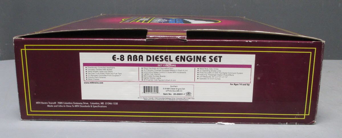 MTH 20-20051-1 Southern E-8 ABA Diesel Engine Set w/PS 2.0 #6909R /6914R