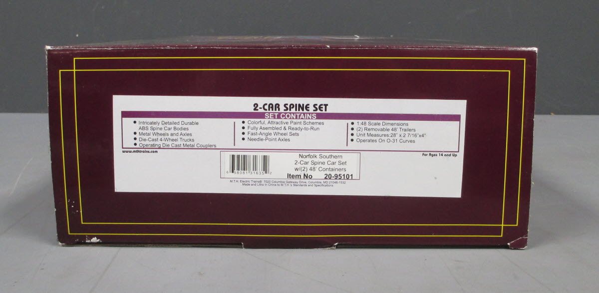 MTH 20-95101 O Norfolk Southern Spine Car Set w/Containers (Set of 2)